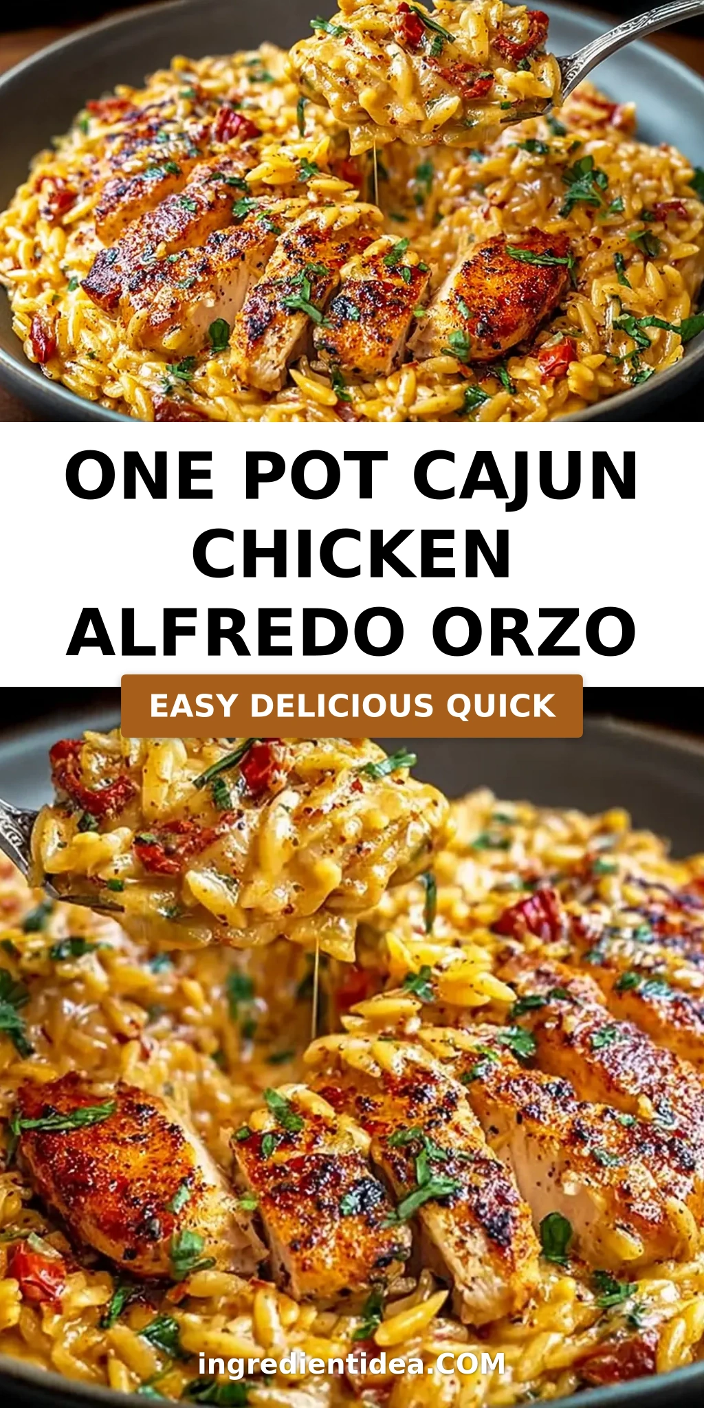 One Pot Cajun Chicken Alfredo Orzo