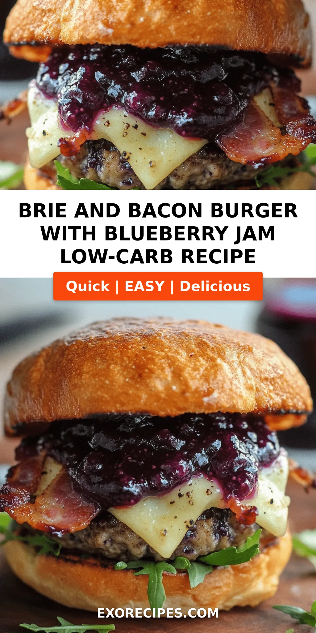 Brie and Bacon Burger with Blueberry Jam: A Delicious Low-Carb Delight Youll Love