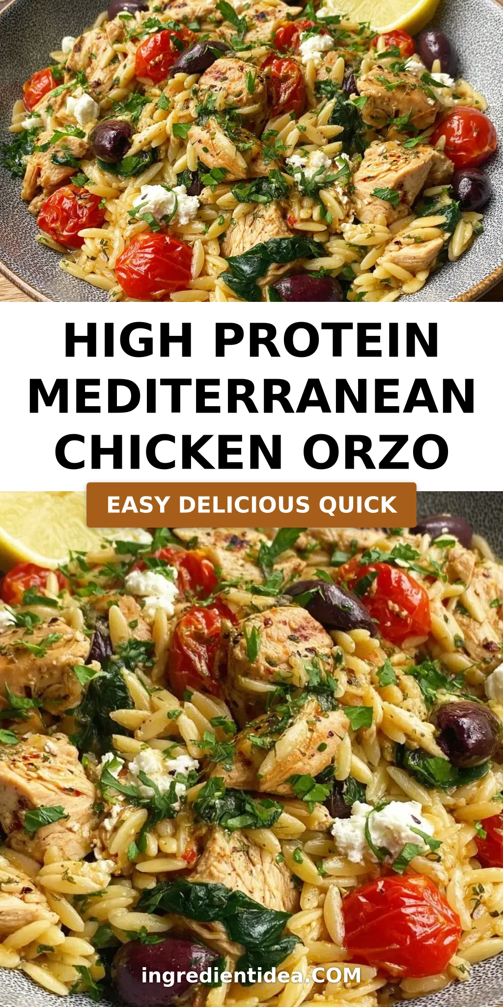 High Protein Mediterranean Chicken Orzo