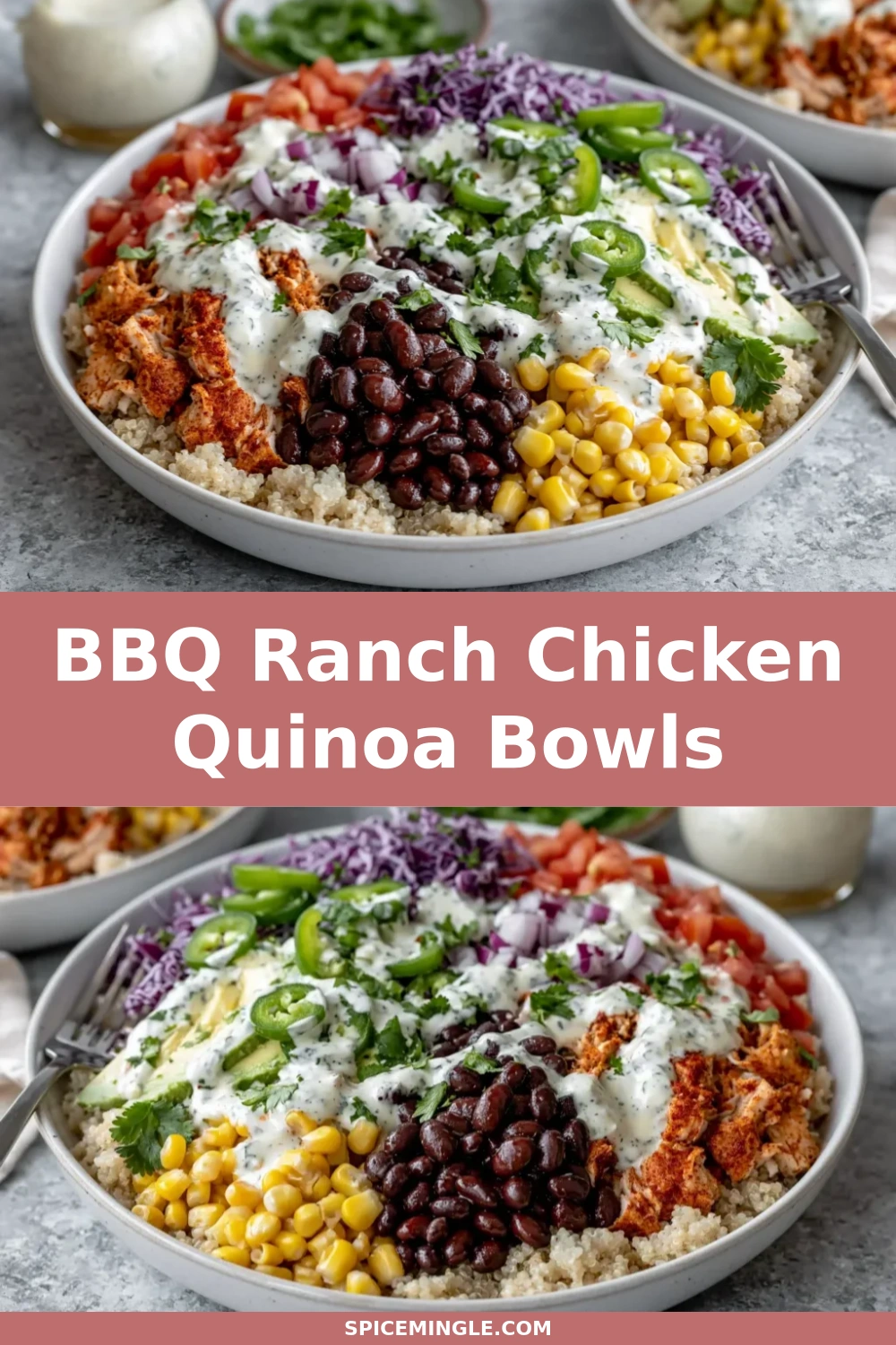 BBQ Ranch Chicken Quinoa Bowls