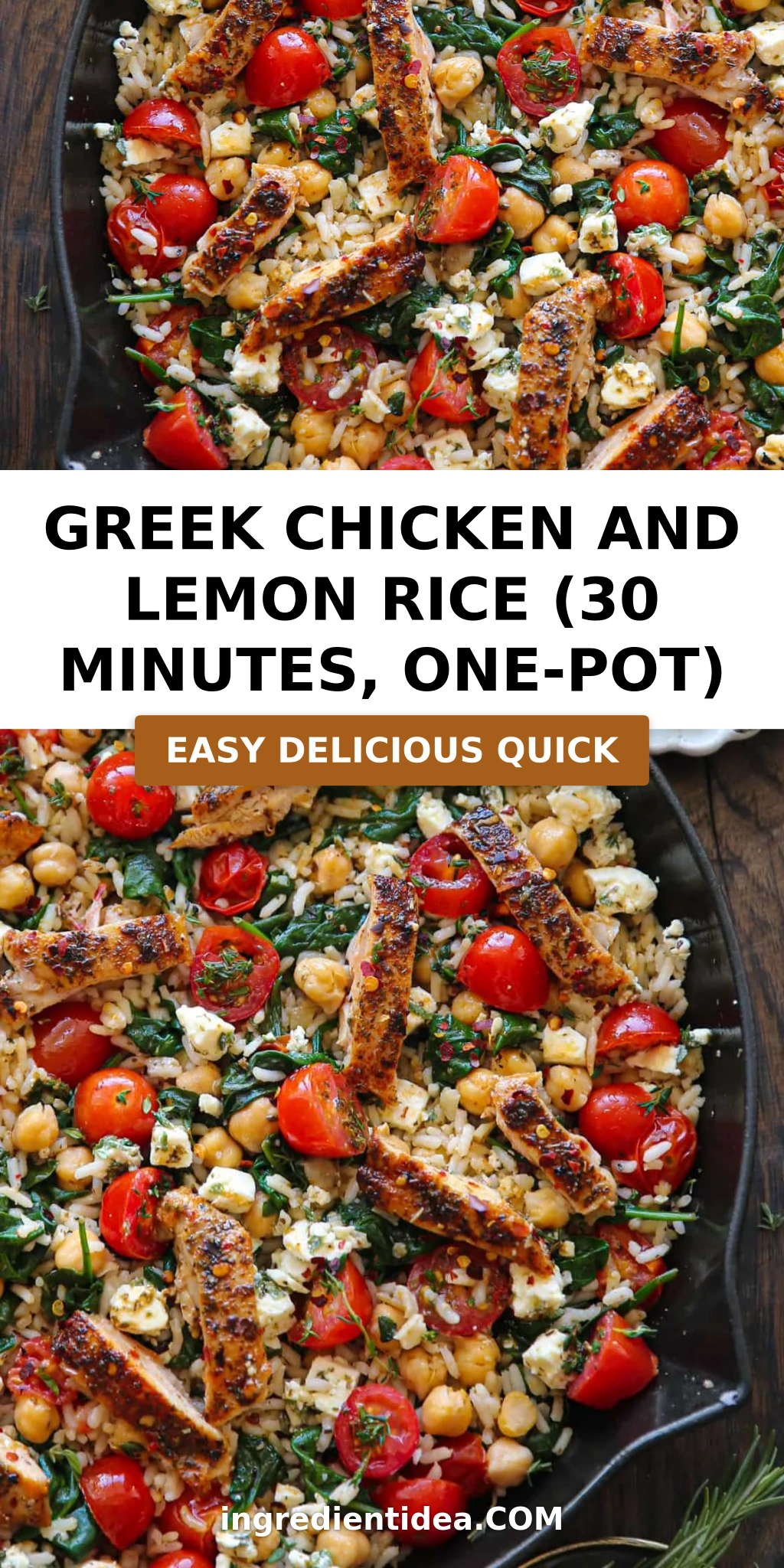 Greek Chicken and Lemon Rice (30 Minutes, One-Pot)