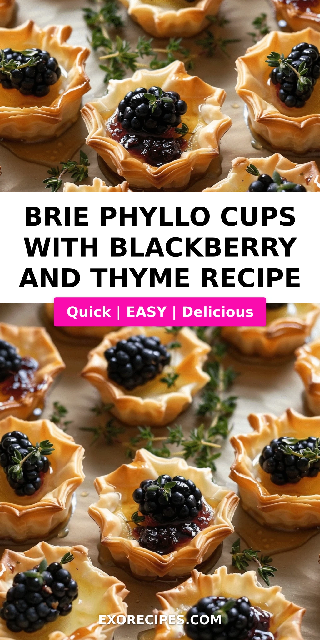 Brie Phyllo Cups with Blackberry and Thyme