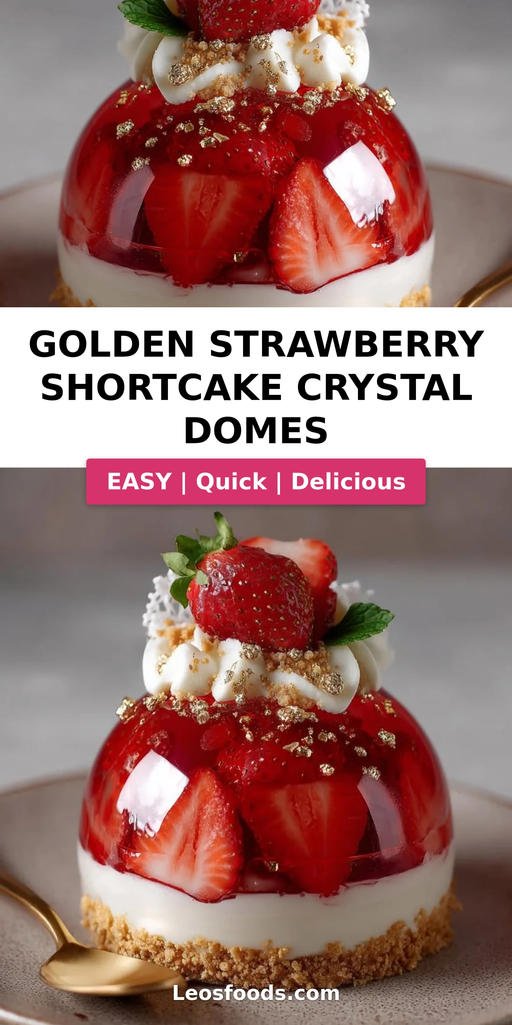 Golden Strawberry Shortcake Crystal Domes