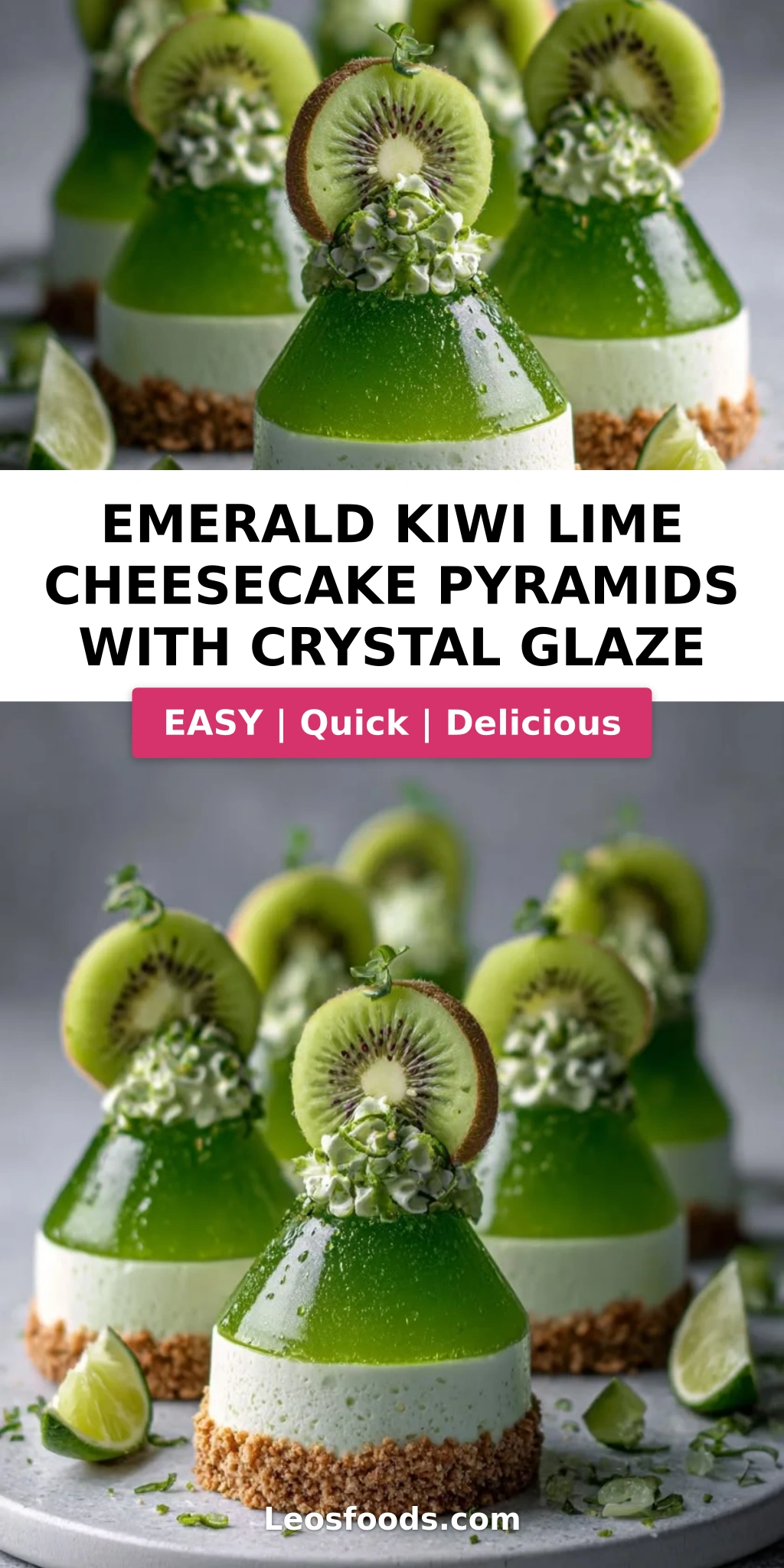 Emerald Kiwi Lime Cheesecake Pyramids with Crystal Glaze