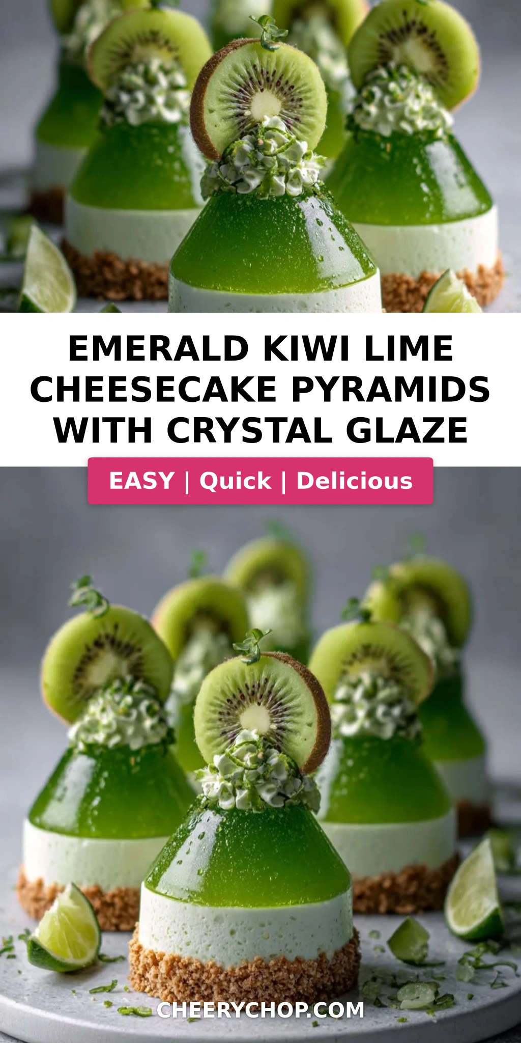 Emerald Kiwi Lime Cheesecake Pyramids with Crystal Glaze