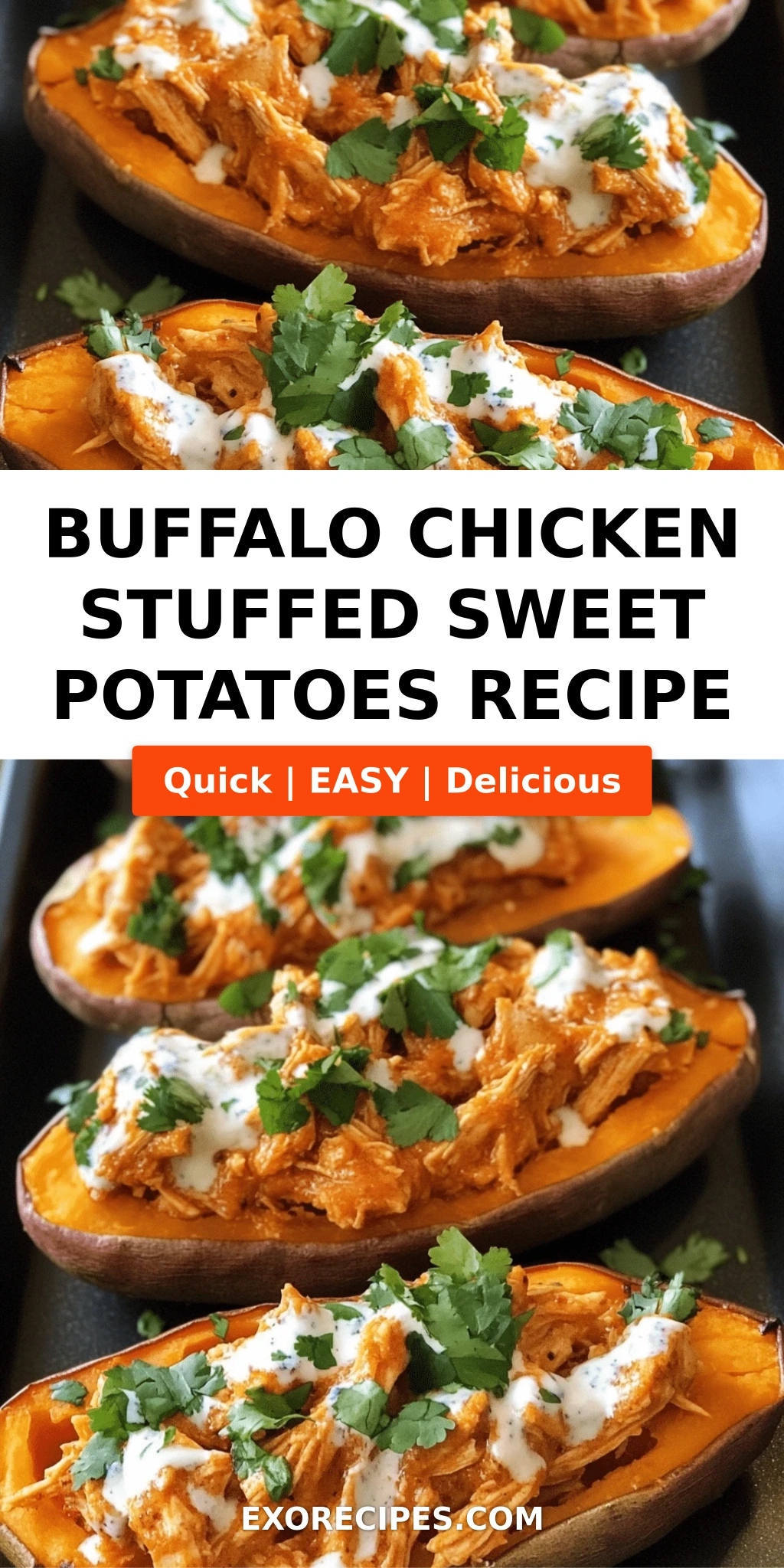 Buffalo Chicken Stuffed Sweet Potatoes