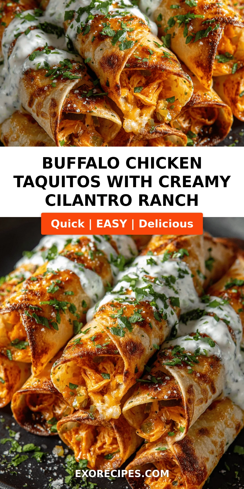 Buffalo Chicken Taquitos with Creamy Cilantro Ranch