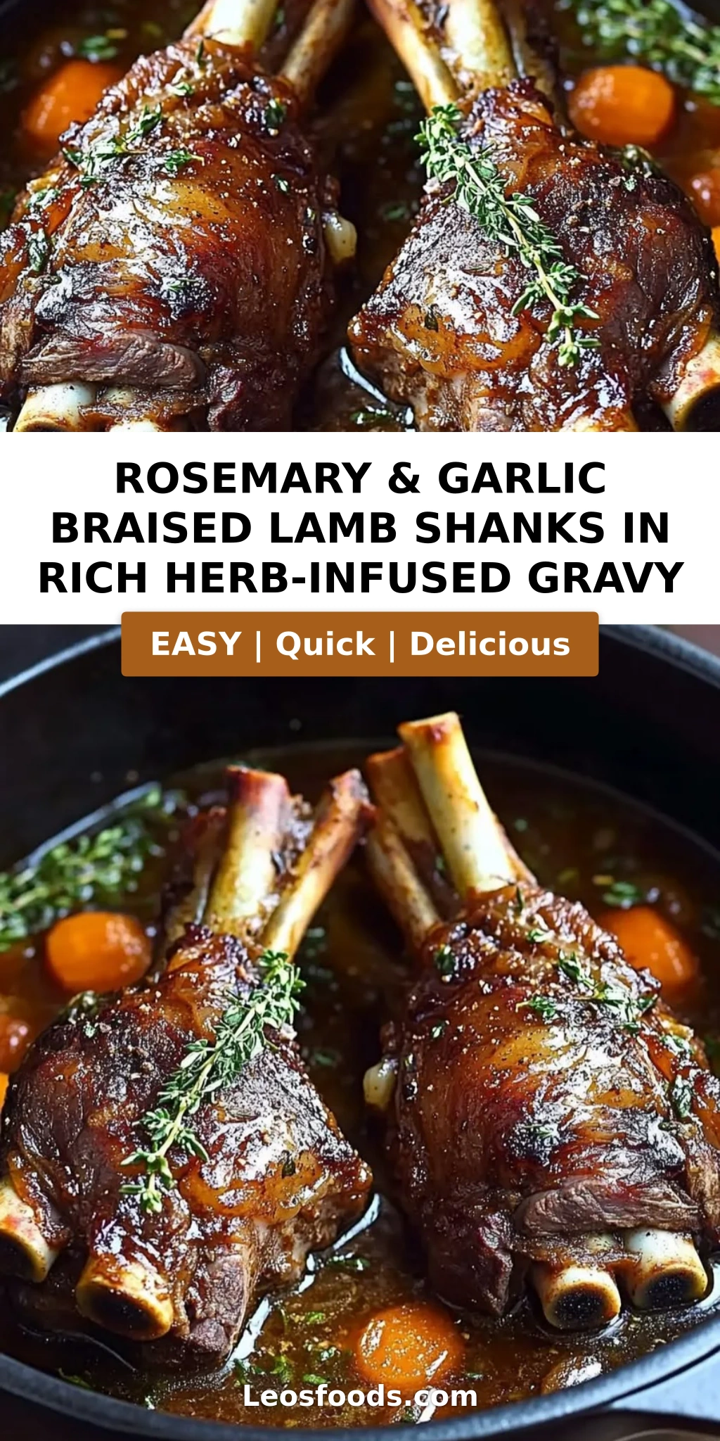 Rosemary & Garlic Braised Lamb Shanks in Rich Herb-Infused Gravy