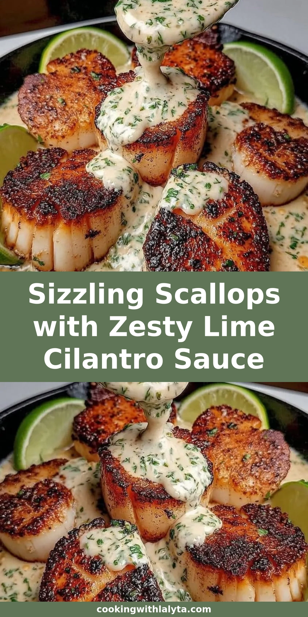 Sizzling Scallops with Zesty Lime Cilantro Sauce