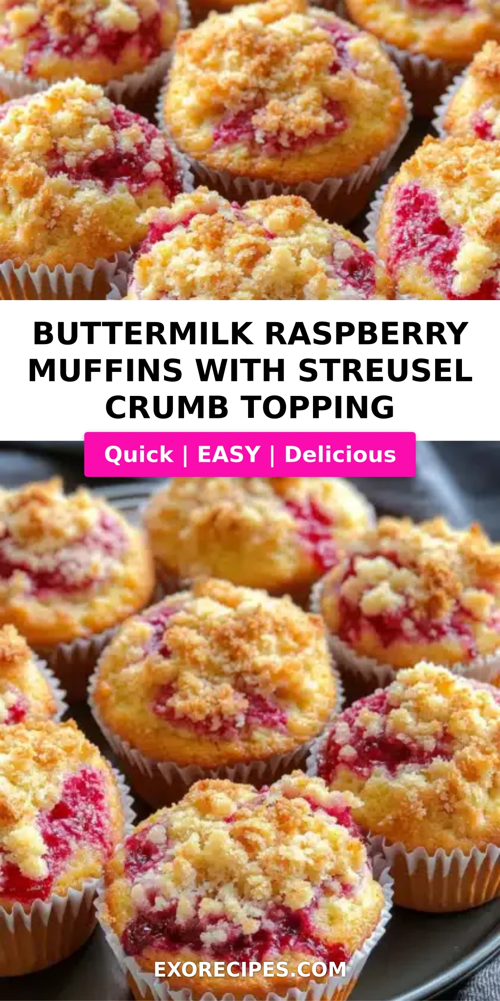 Buttermilk Raspberry Muffins with Streusel and Homemade Berry Swirl