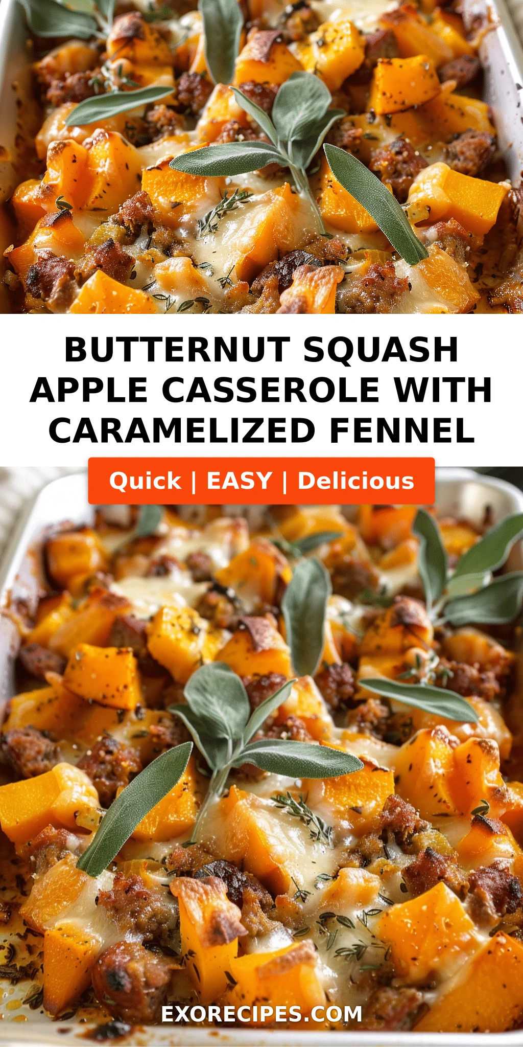 Butternut Squash & Apple Casserole with Caramelized Fennel and Gruyere A Cozy Fall Delight