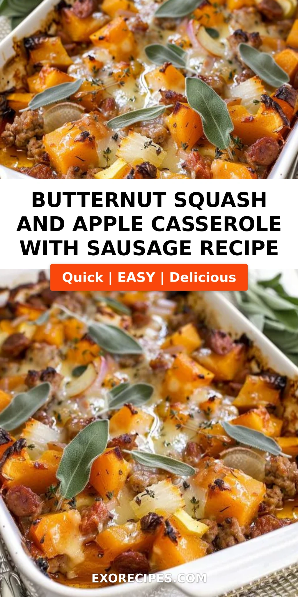 Butternut Squash and Apple Casserole with Sausage