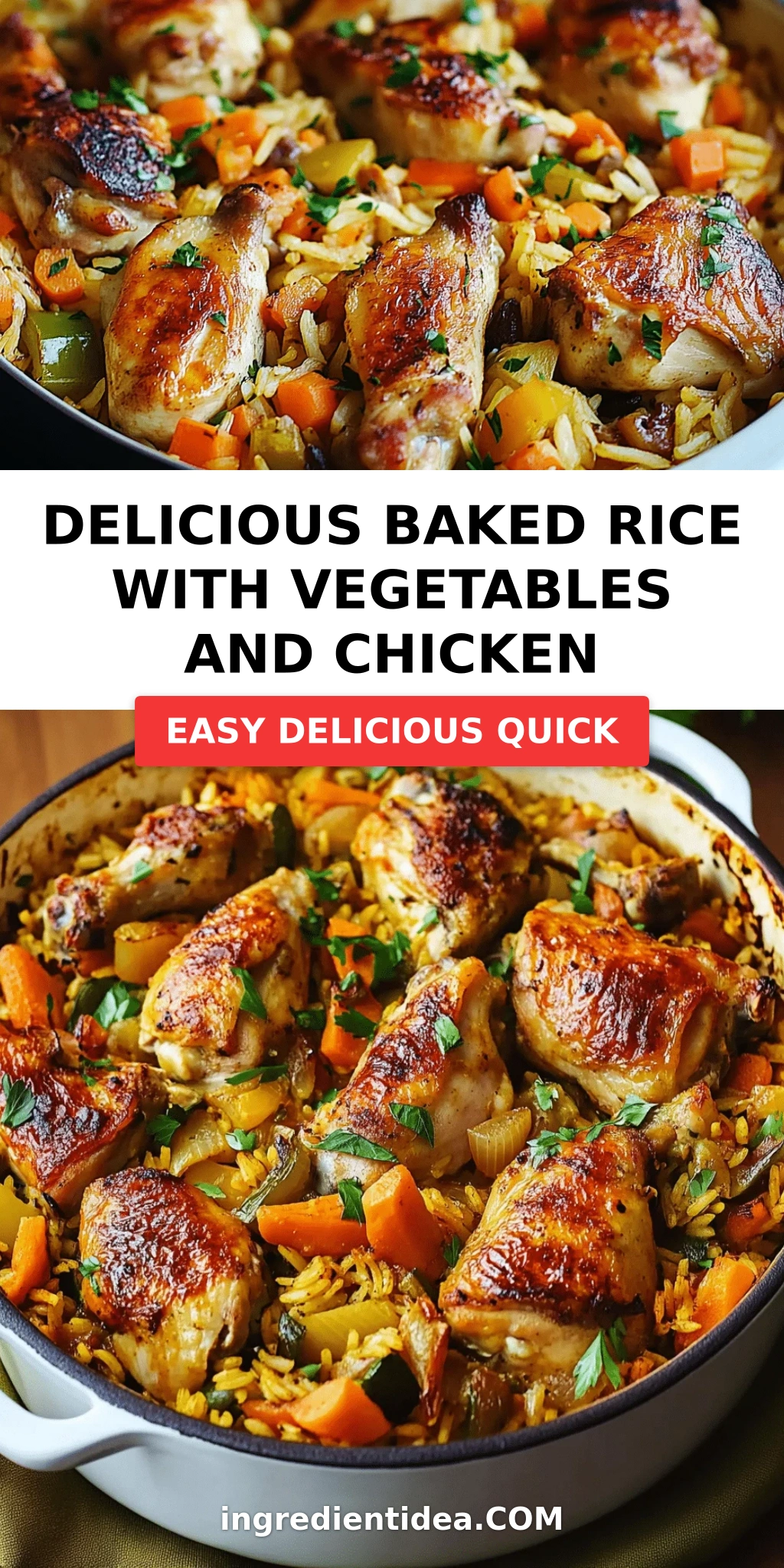 Delicious Baked Rice with Vegetables and Chicken