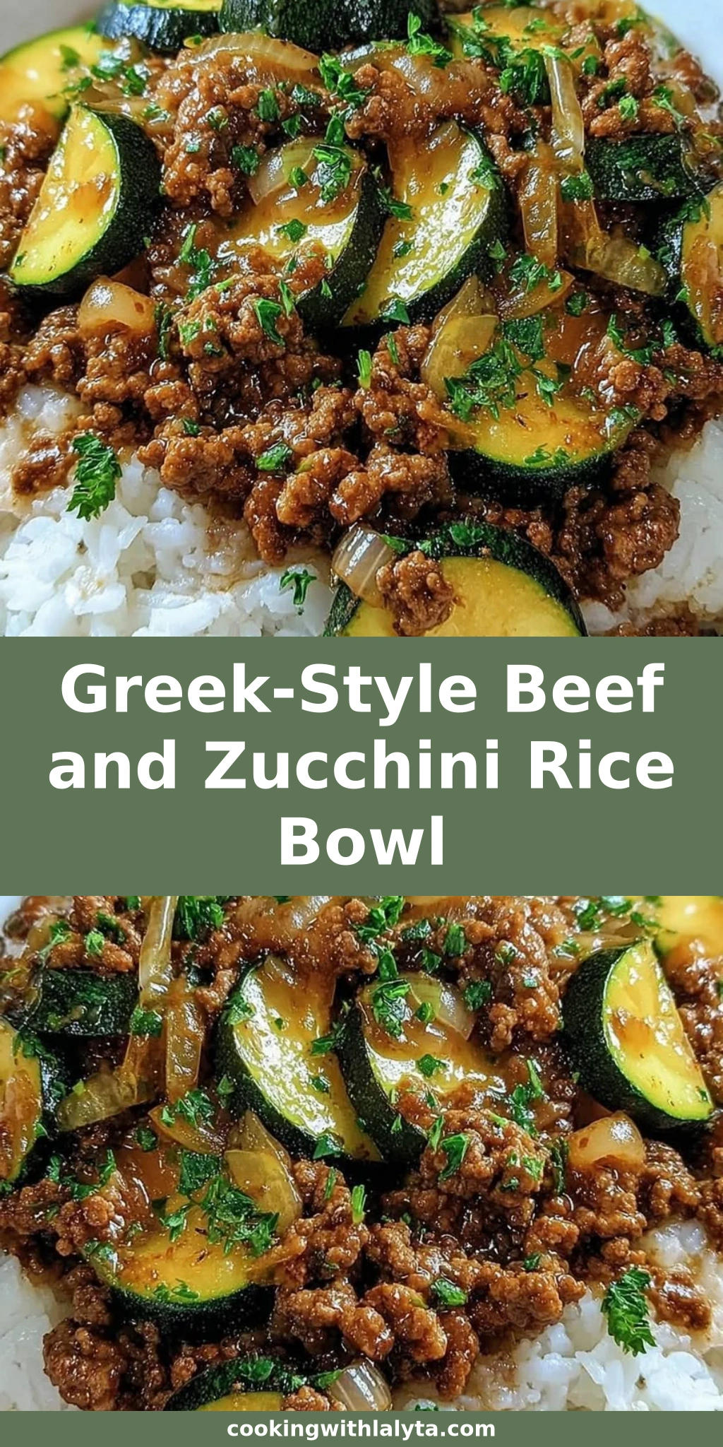 Greek-Style Beef and Zucchini Rice Bowl