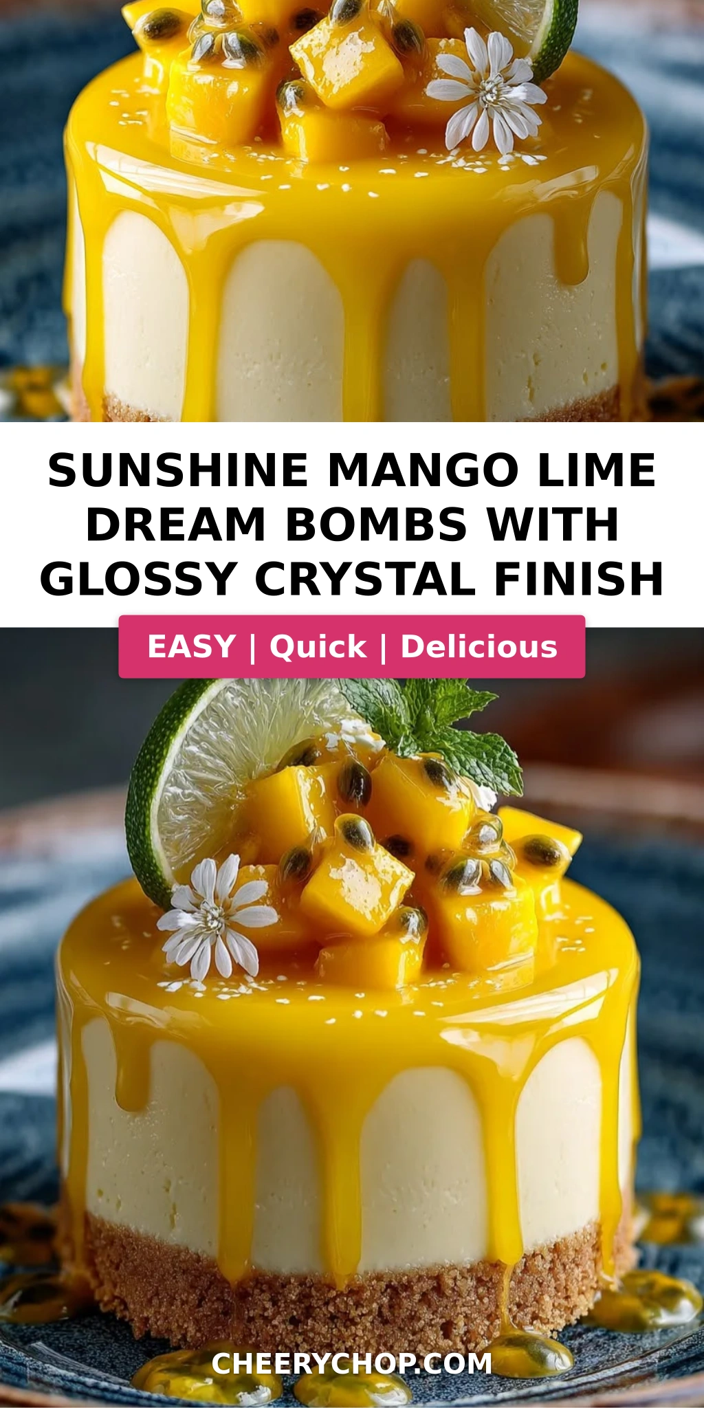 Sunshine Mango Lime Dream Bombs with Glossy Crystal Finish