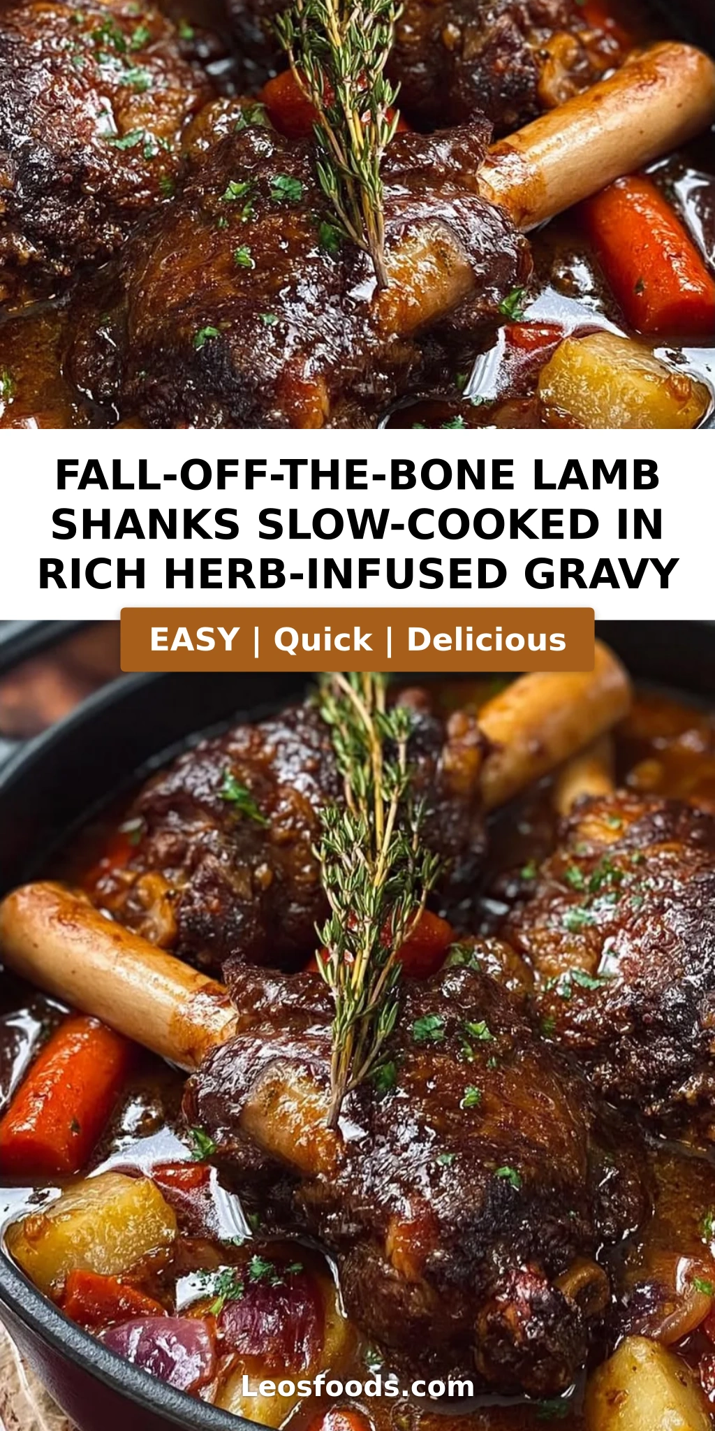 Fall-Off-the-Bone Lamb Shanks Slow-Cooked in Rich Herb-Infused Gravy