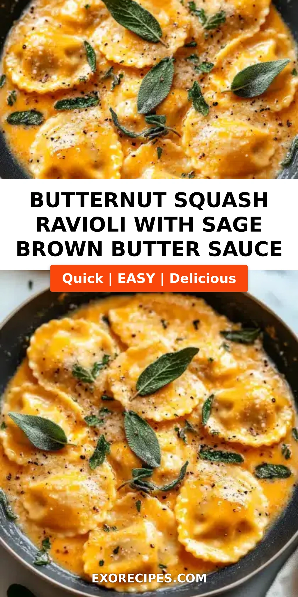Butternut Squash Ravioli with Sage Brown Butter Sauce