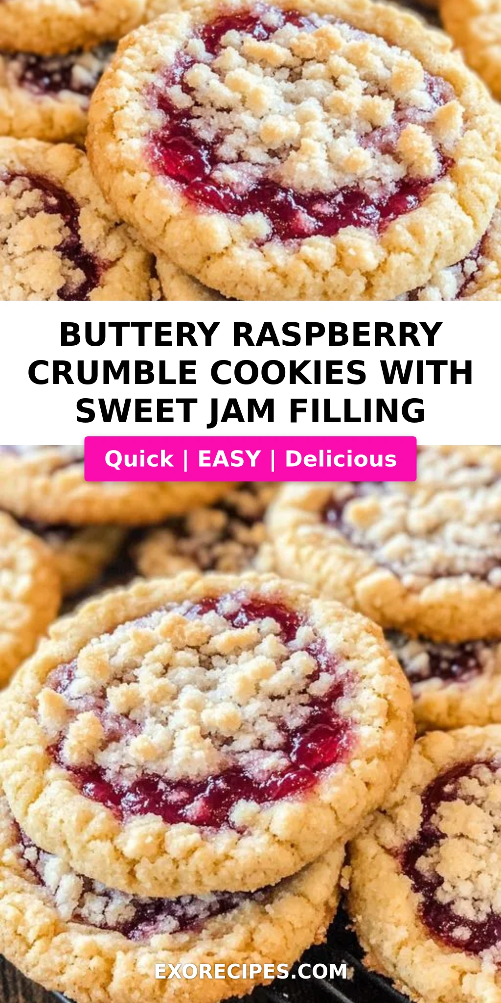 Buttery Raspberry Crumble Cookies with a Sweet Jam Filling: A Treat Thats Hard to Resist