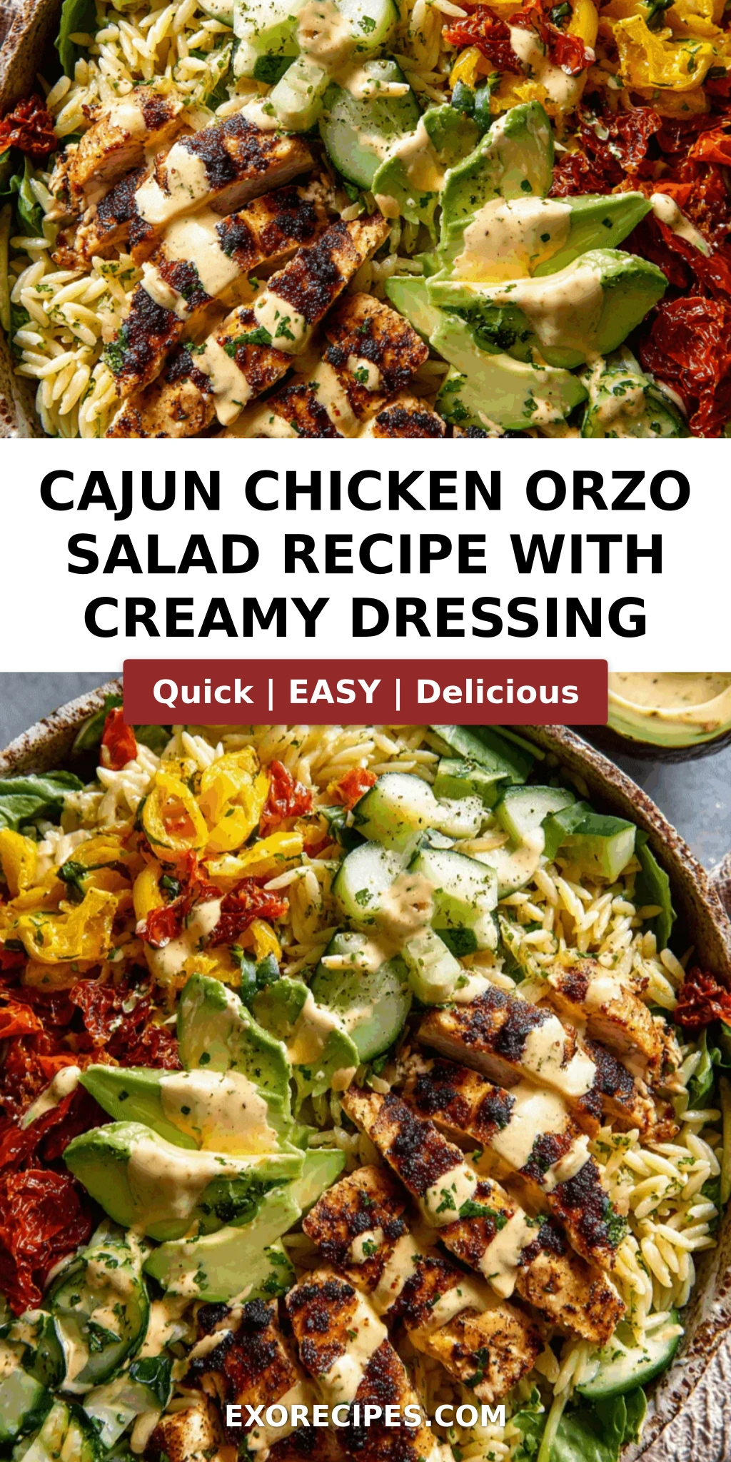 Cajun Chicken Orzo Salad with Creamy Dressing
