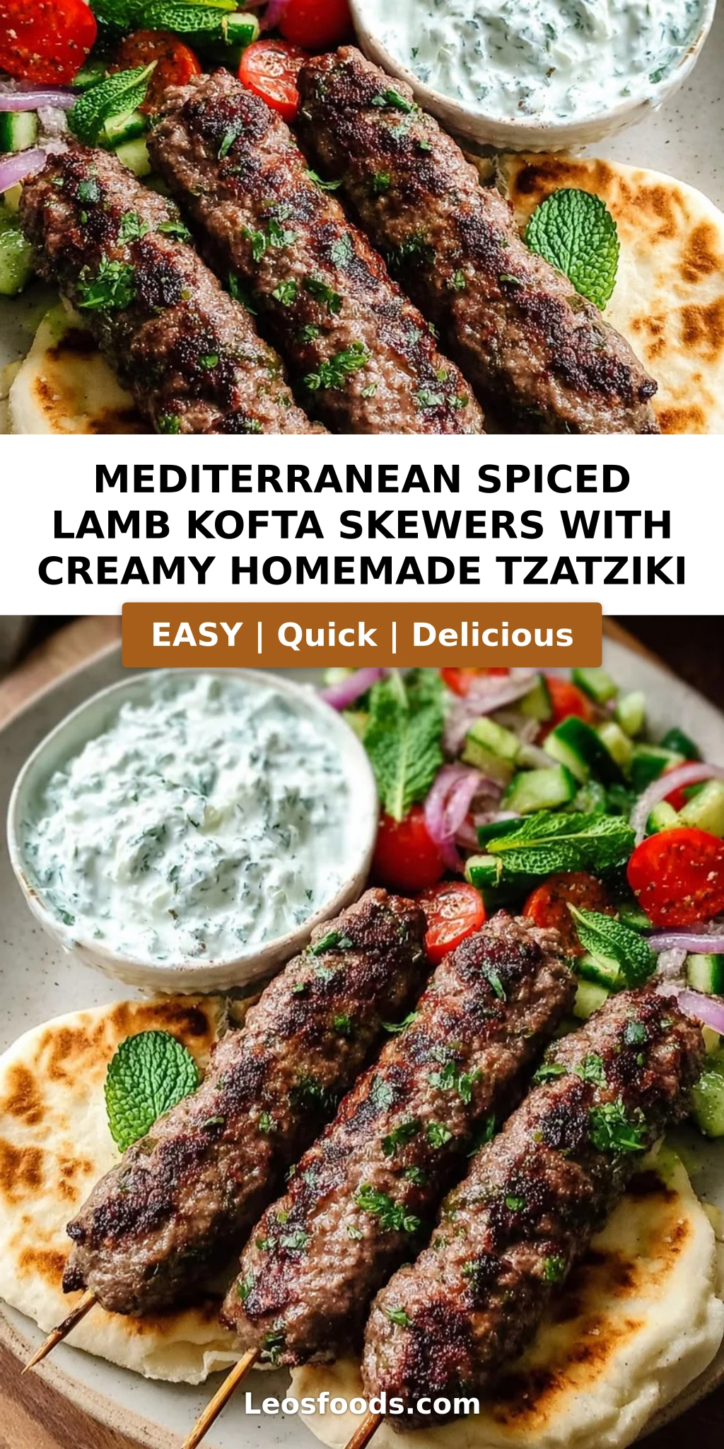 Mediterranean Spiced Lamb Kofta Skewers with Creamy Homemade Tzatziki