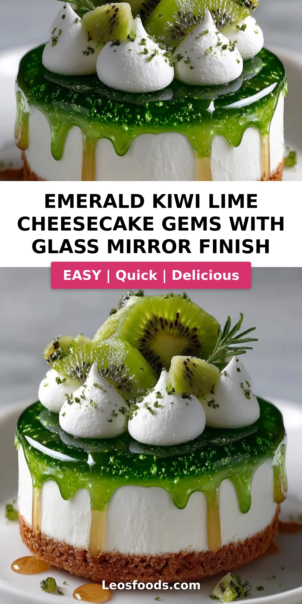 Emerald Kiwi Lime Cheesecake Gems with Glass Mirror Finish