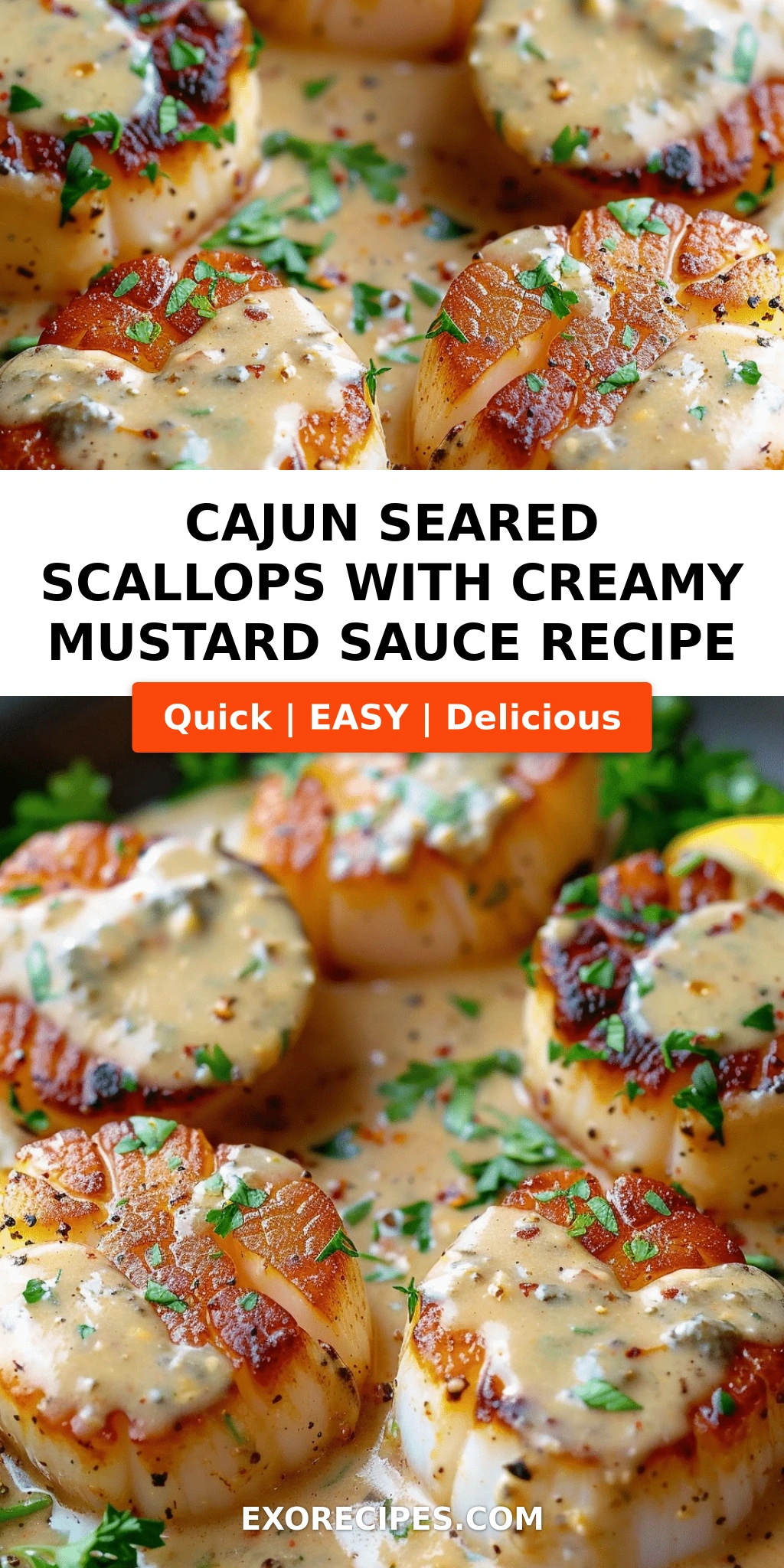 Cajun Seared Scallops: A Flavorful Delight with Creamy Mustard Sauce