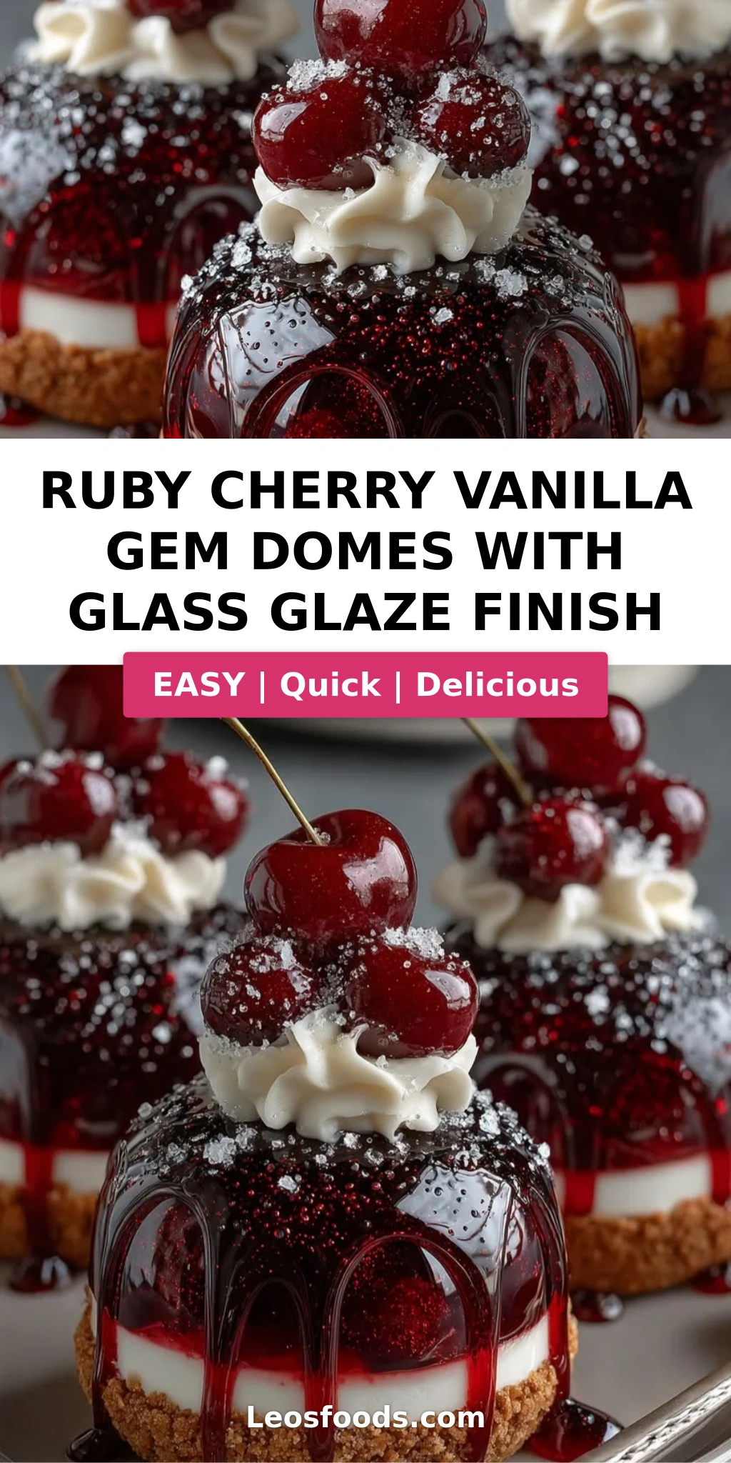 Ruby Cherry Vanilla Gem Domes with Glass Glaze Finish