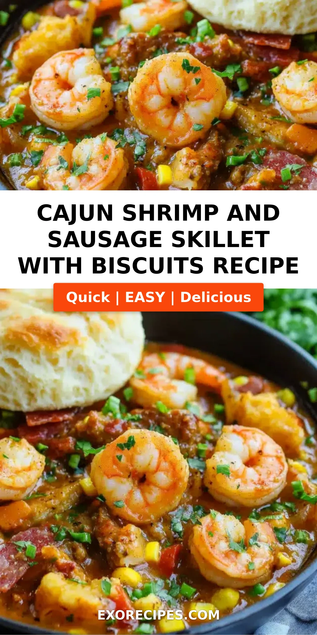 Cajun Shrimp and Sausage Skillet with Biscuits