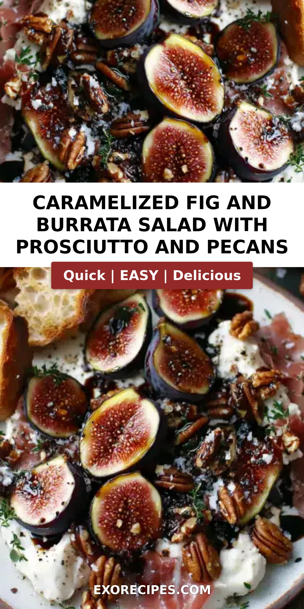 Caramelized Fig and Burrata Salad with Prosciutto and Toasted Pecans