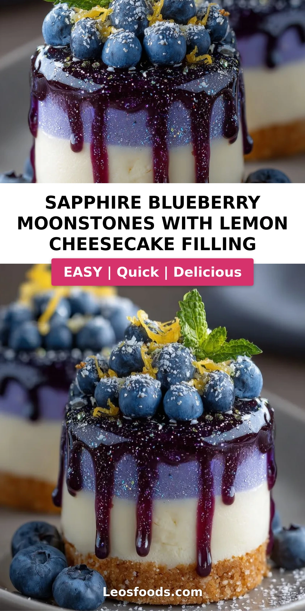 Sapphire Blueberry Moonstones with Lemon Cheesecake Filling