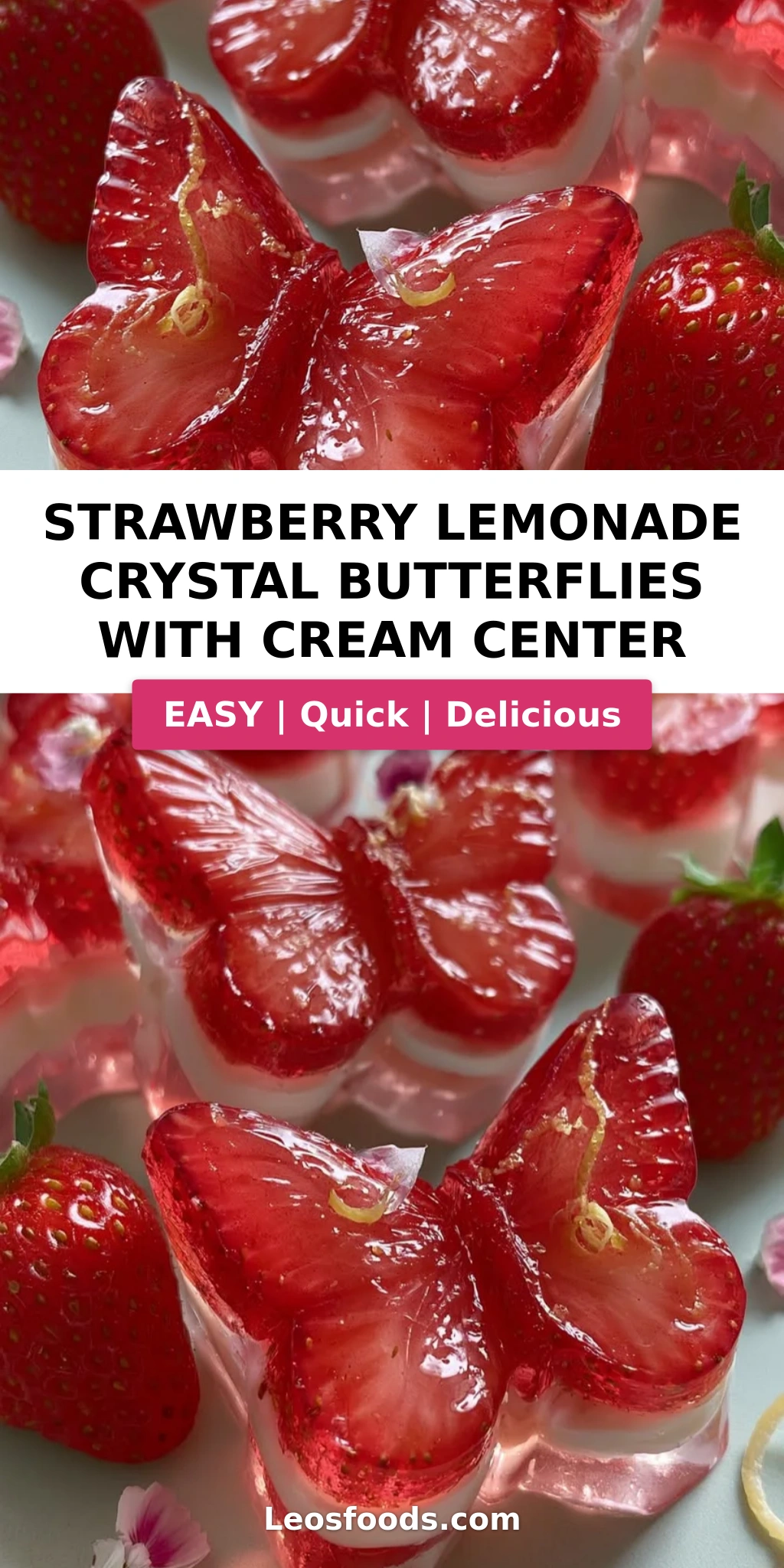 Strawberry Lemonade Crystal Butterflies with Cream Center