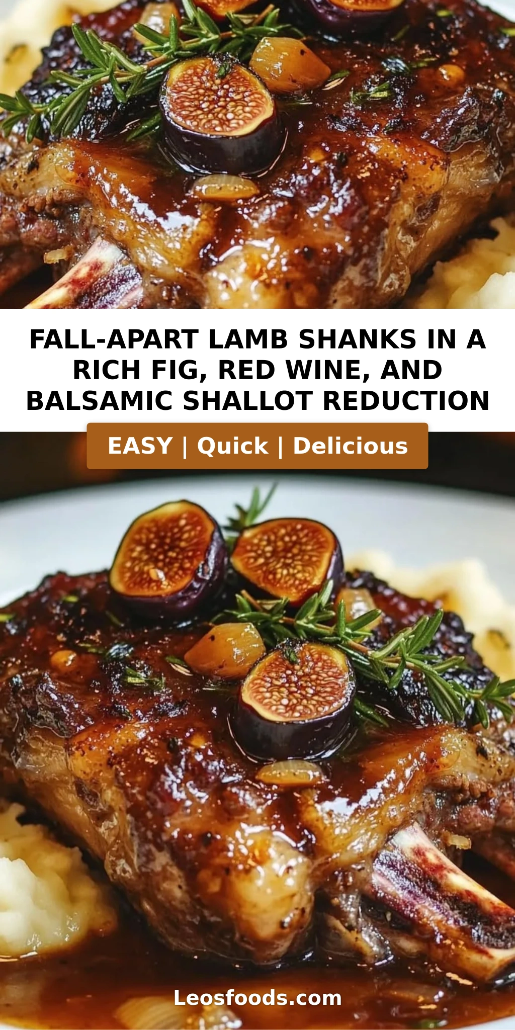 Fall-Apart Lamb Shanks in a Rich Fig, Red Wine, and Balsamic Shallot Reduction