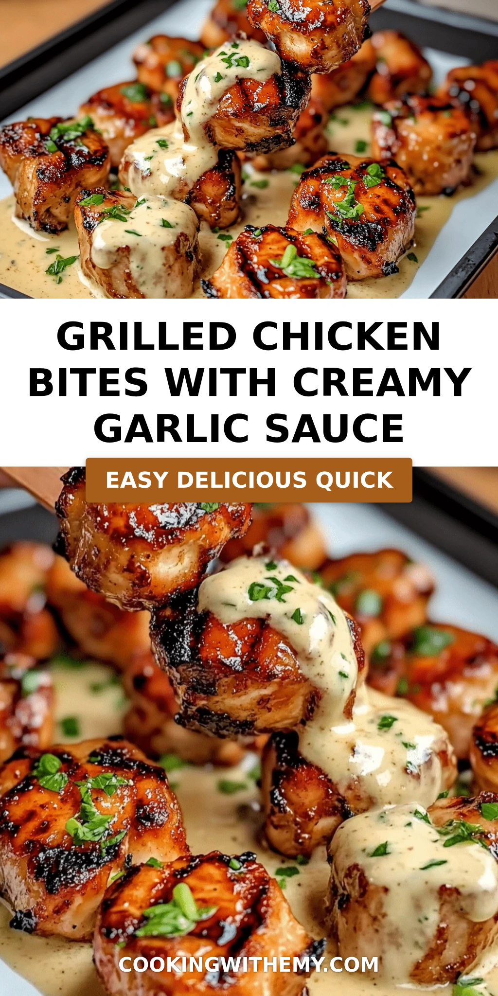 Grilled Chicken Bites with Creamy Garlic Sauce