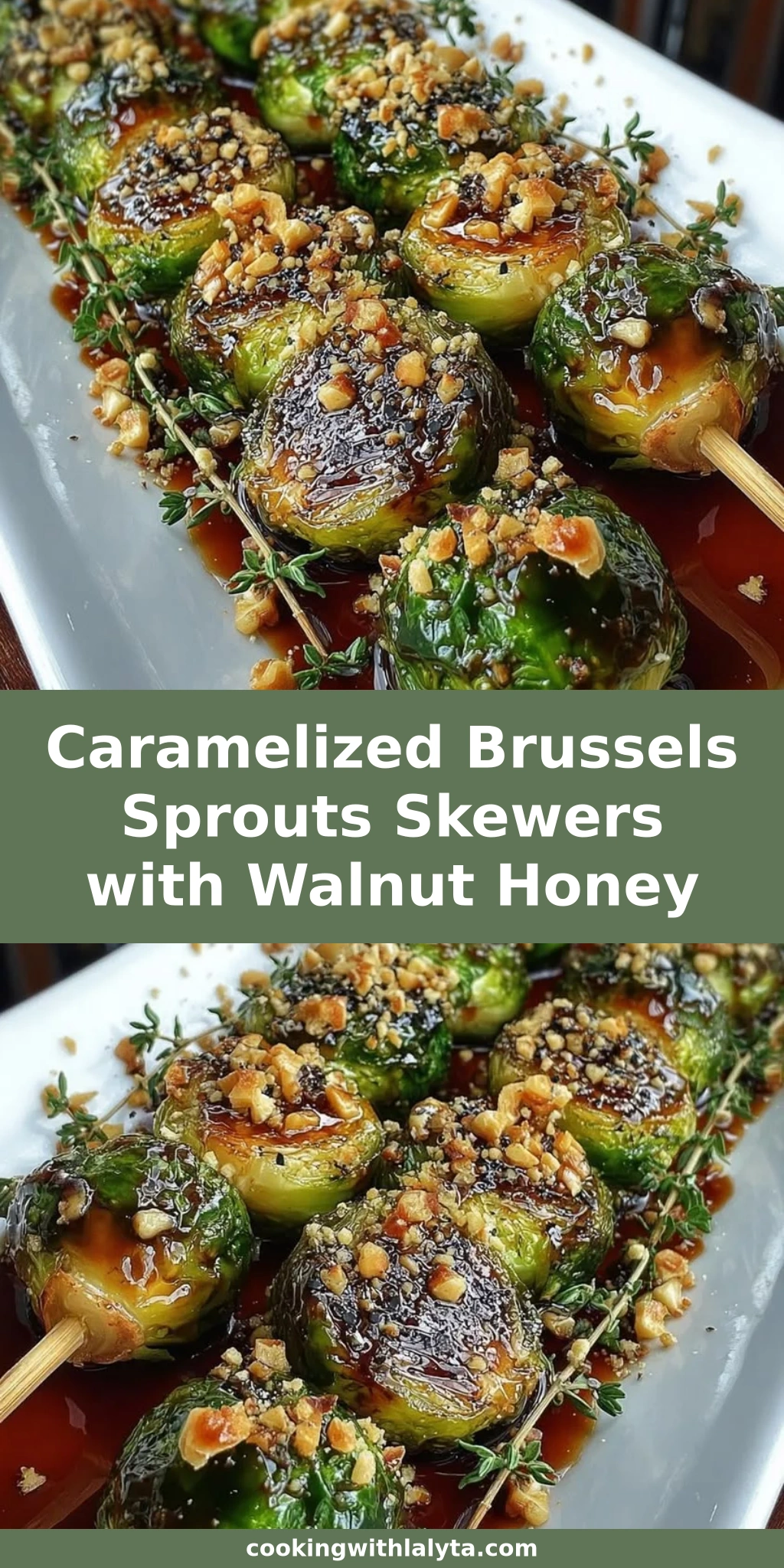 Caramelized Brussels Sprouts Skewers with Walnut Honey