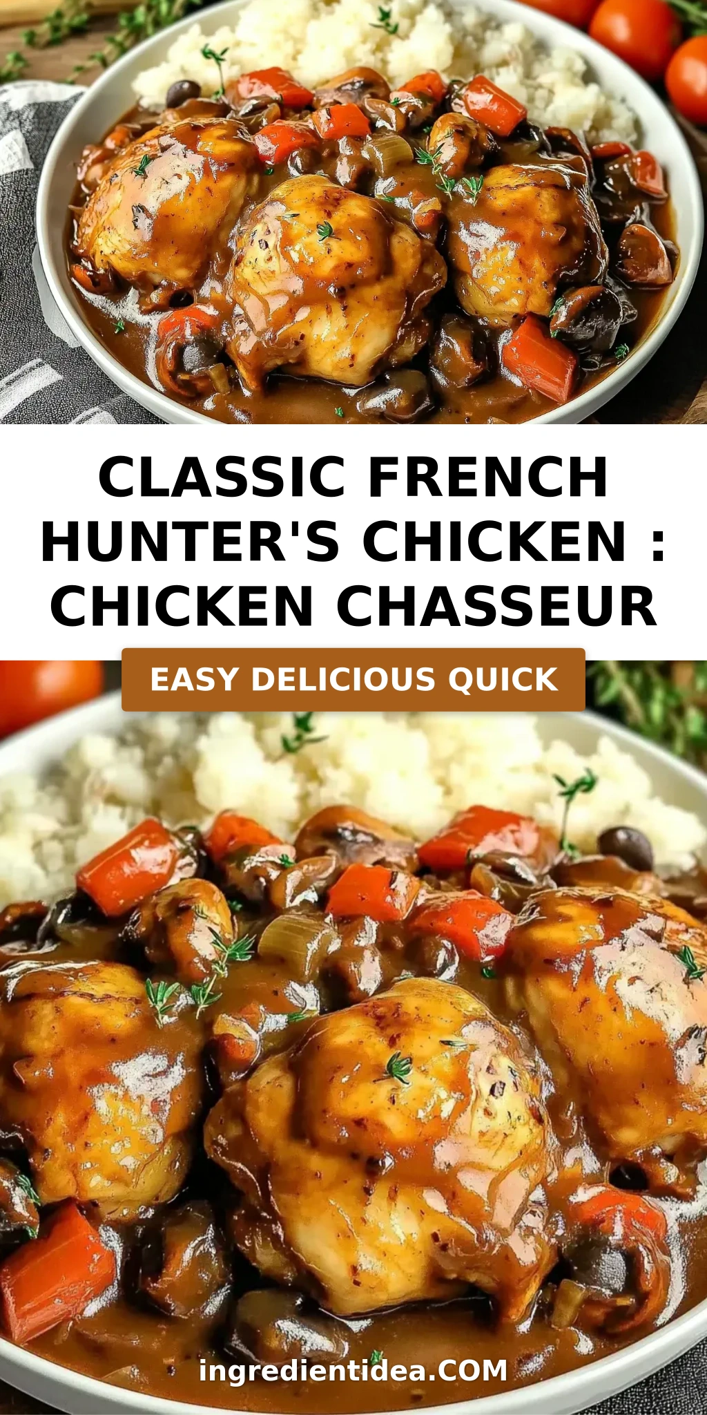 Classic French Hunter's Chicken : Chicken Chasseur