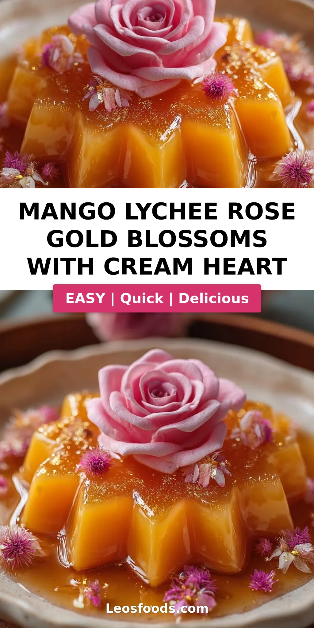 Mango Lychee Rose Gold Blossoms with Cream Heart
