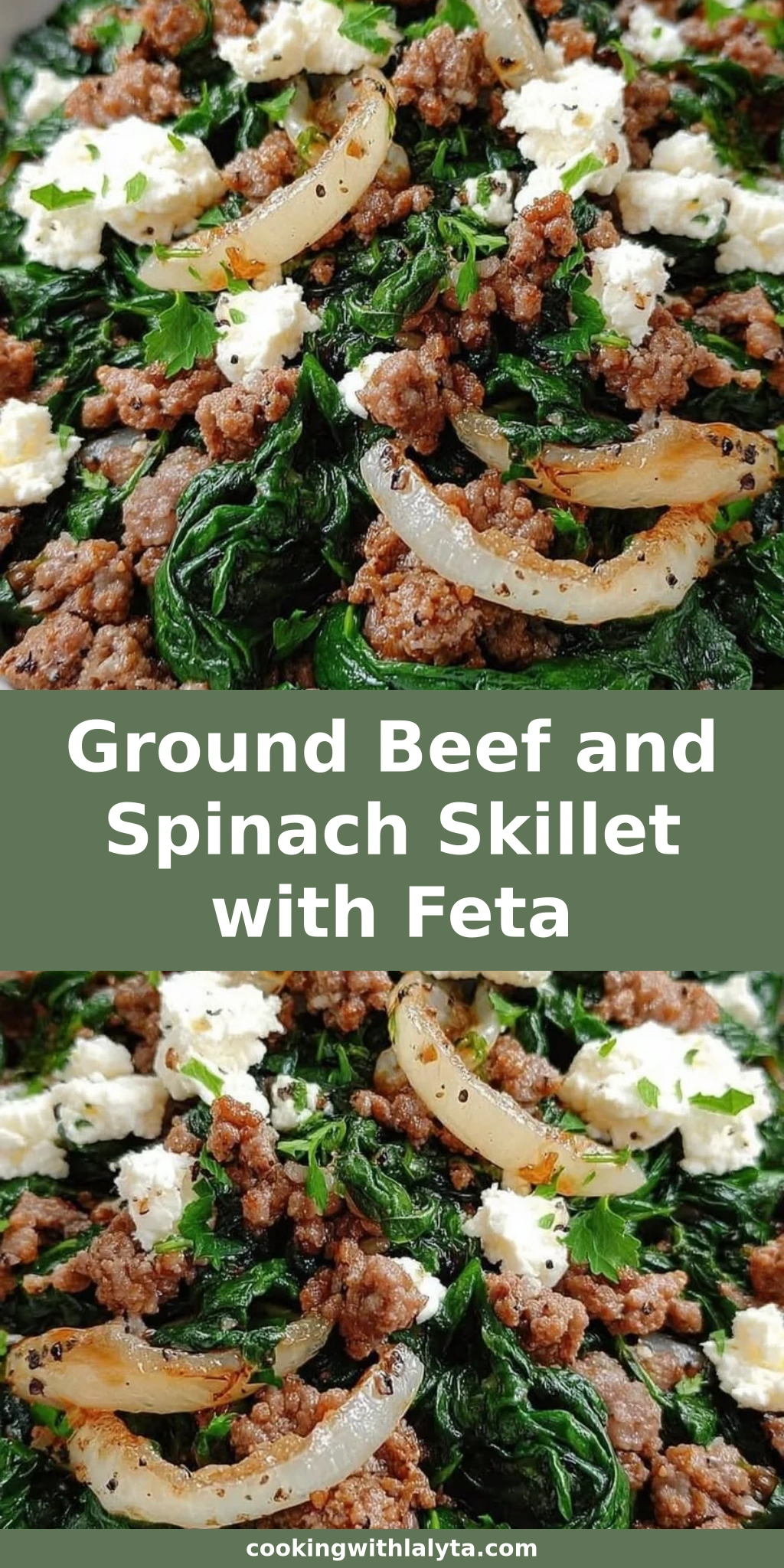 Ground Beef and Spinach Skillet with Feta