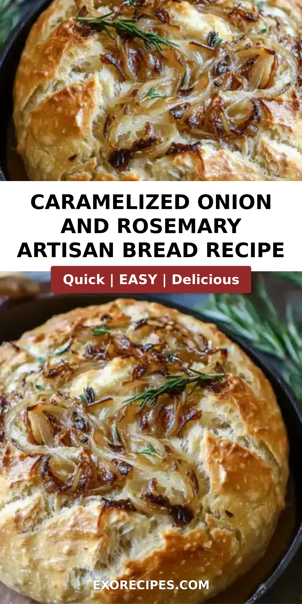 Caramelized Onion and Rosemary Artisan Bread Recipe