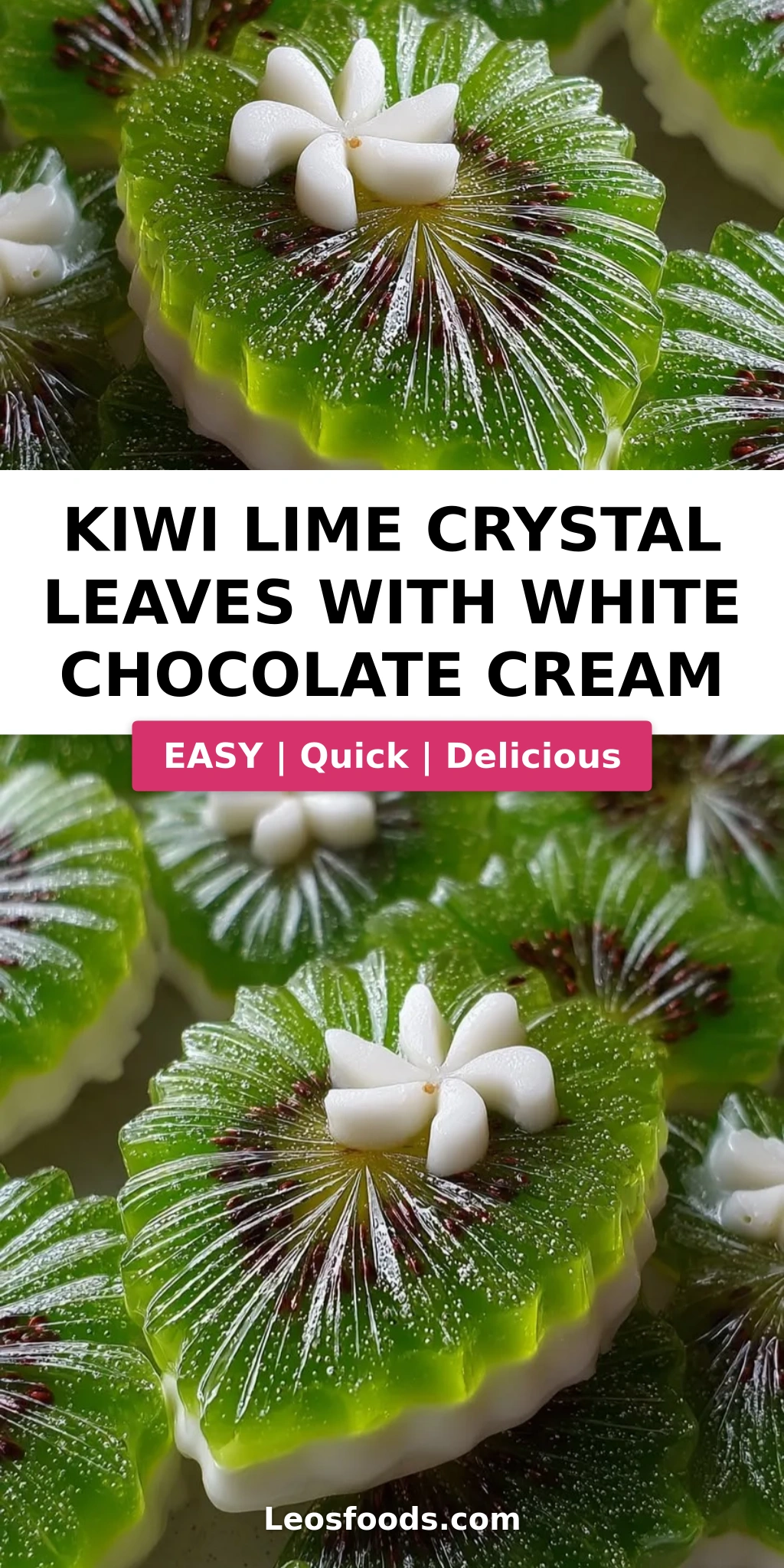 Kiwi Lime Crystal Leaves with White Chocolate Cream