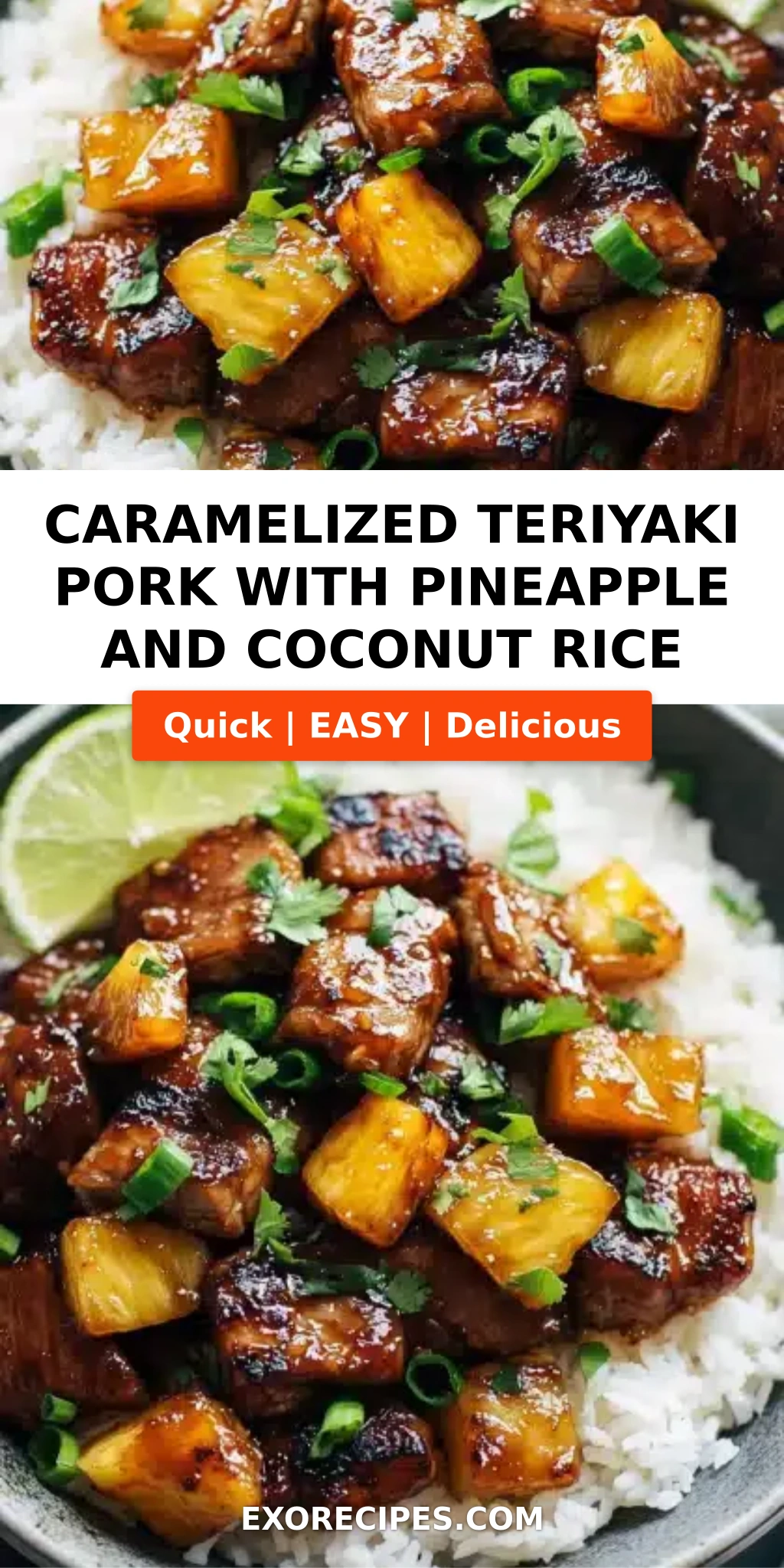 Caramelized Teriyaki Pork with Pineapple and Coconut Jasmine Rice: A Flavorful Fusion Feast You Can Master at Home