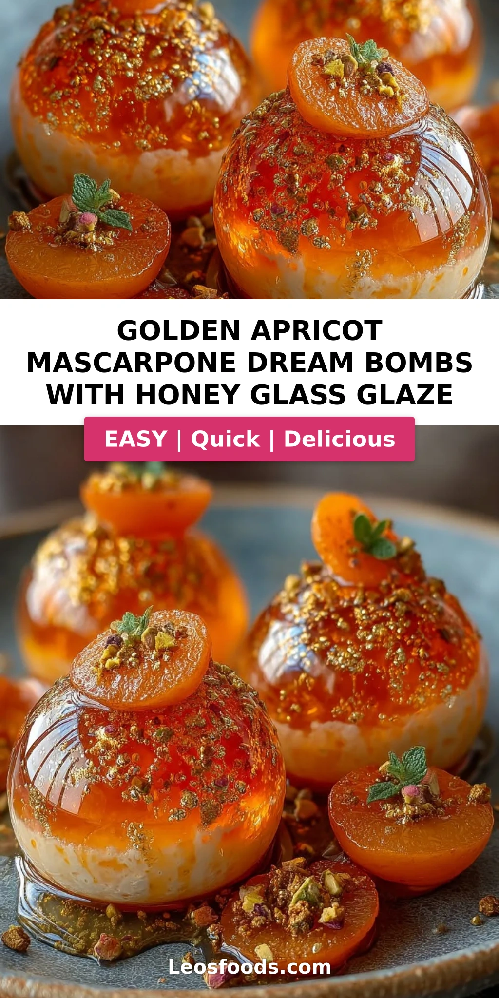 Golden Apricot Mascarpone Dream Bombs with Honey Glass Glaze