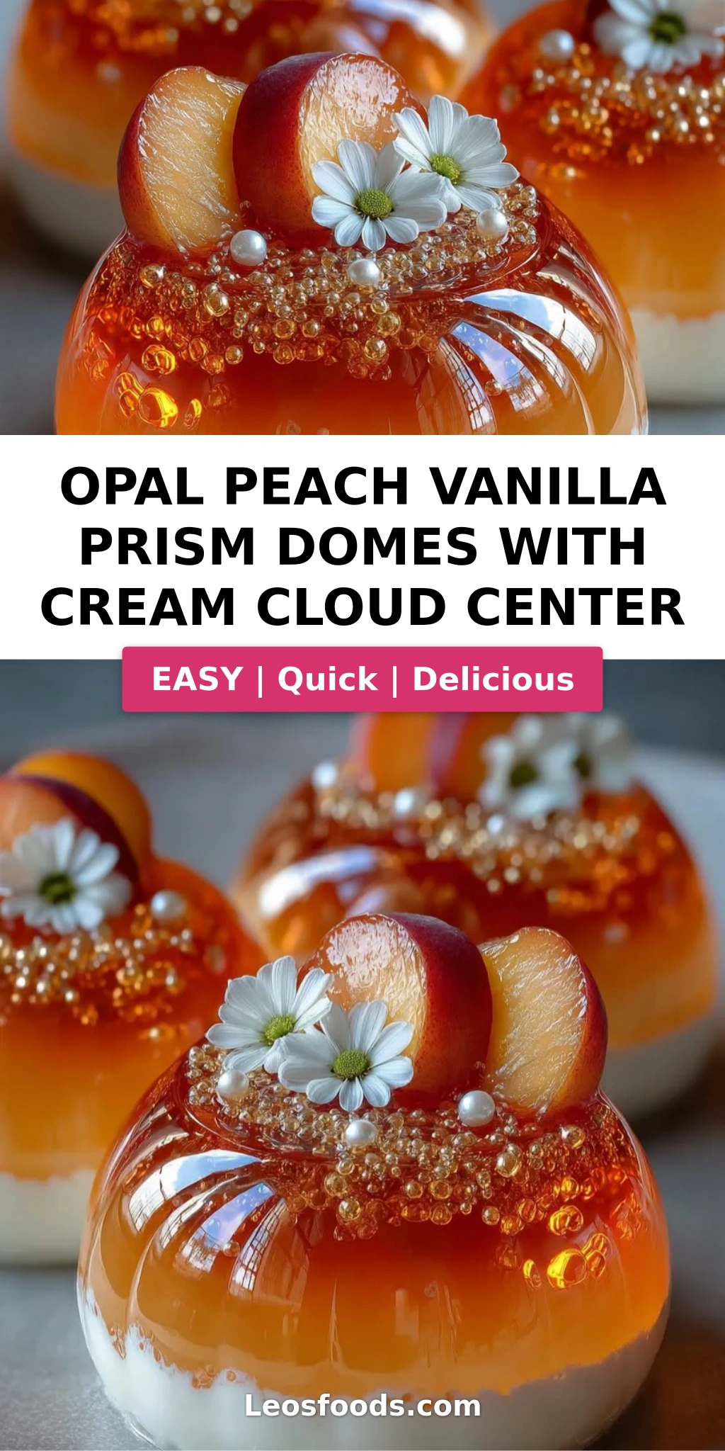Opal Peach Vanilla Prism Domes with Cream Cloud Center
