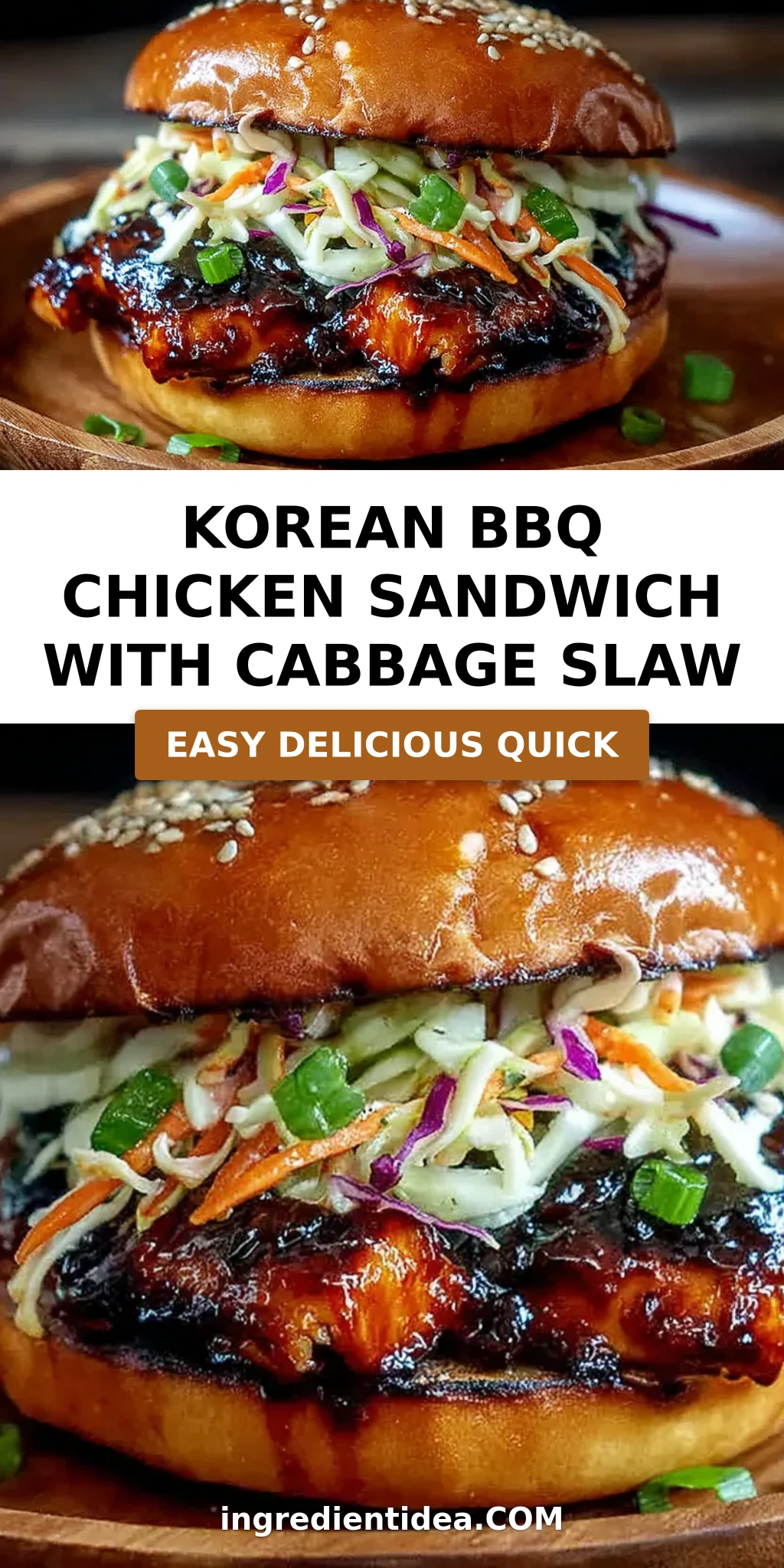 Korean BBQ Chicken Sandwich with Cabbage Slaw