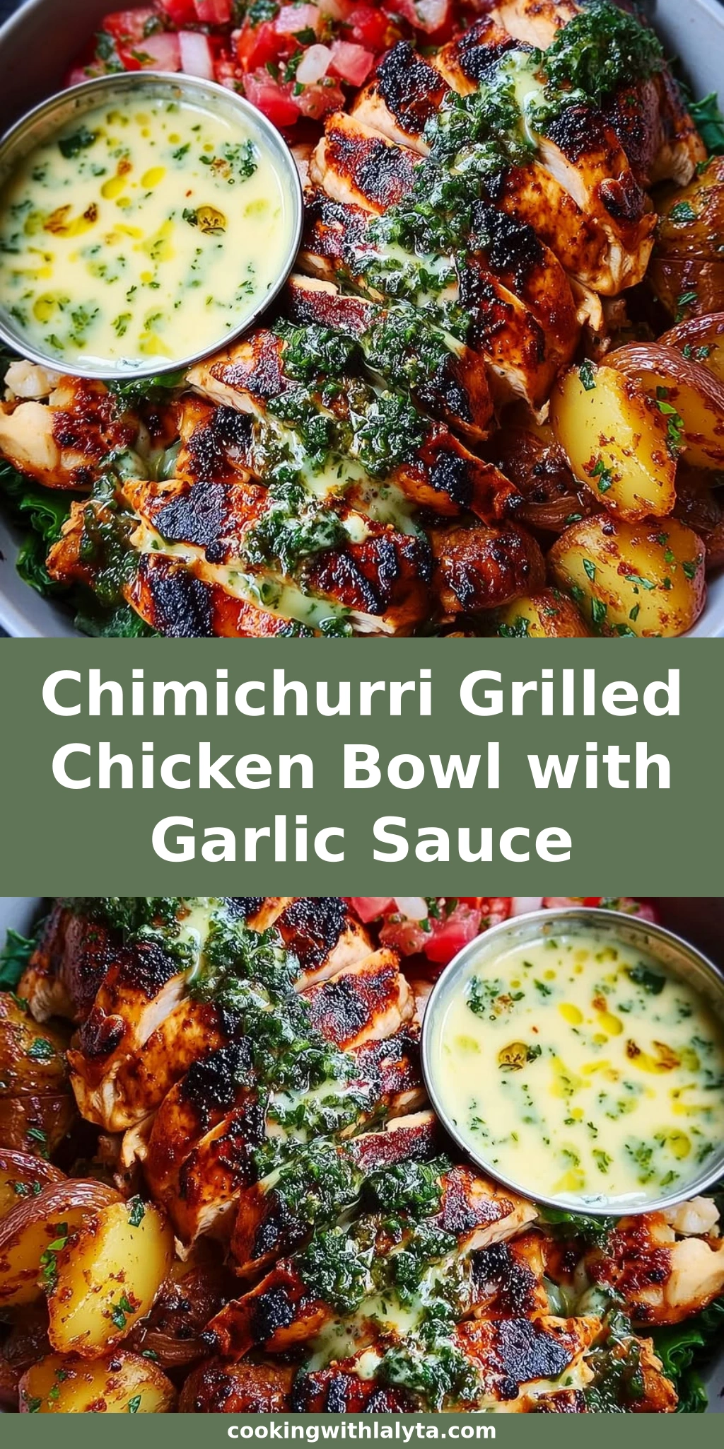 Chimichurri Grilled Chicken Bowl with Garlic Sauce