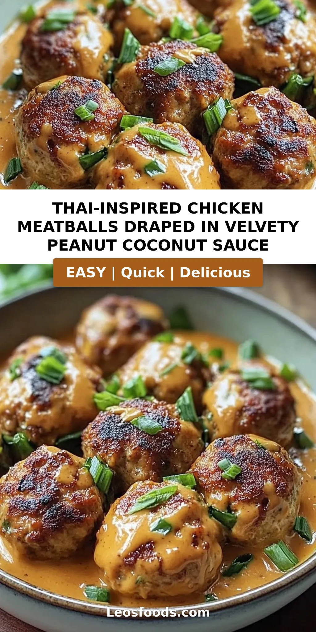 Thai-Inspired Chicken Meatballs Draped in Velvety Peanut Coconut Sauce