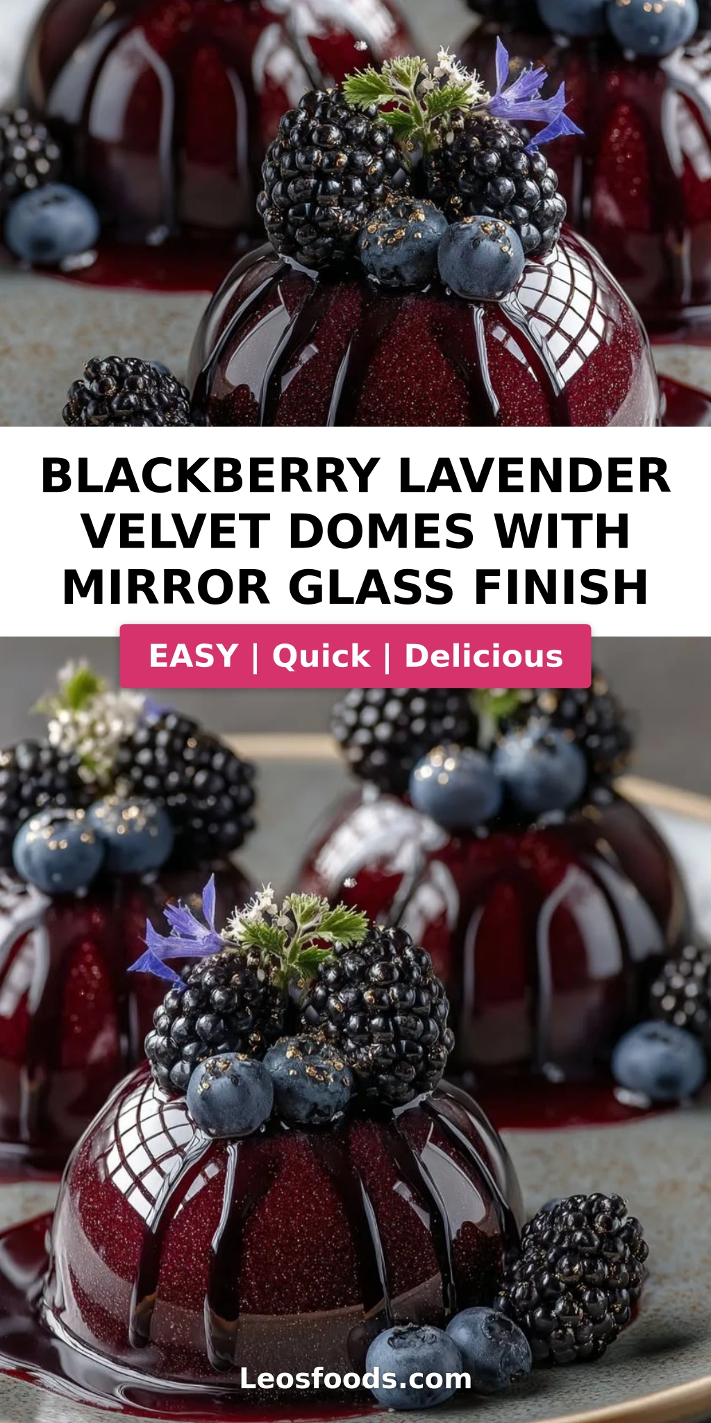 Blackberry Lavender Velvet Domes with Mirror Glass Finish