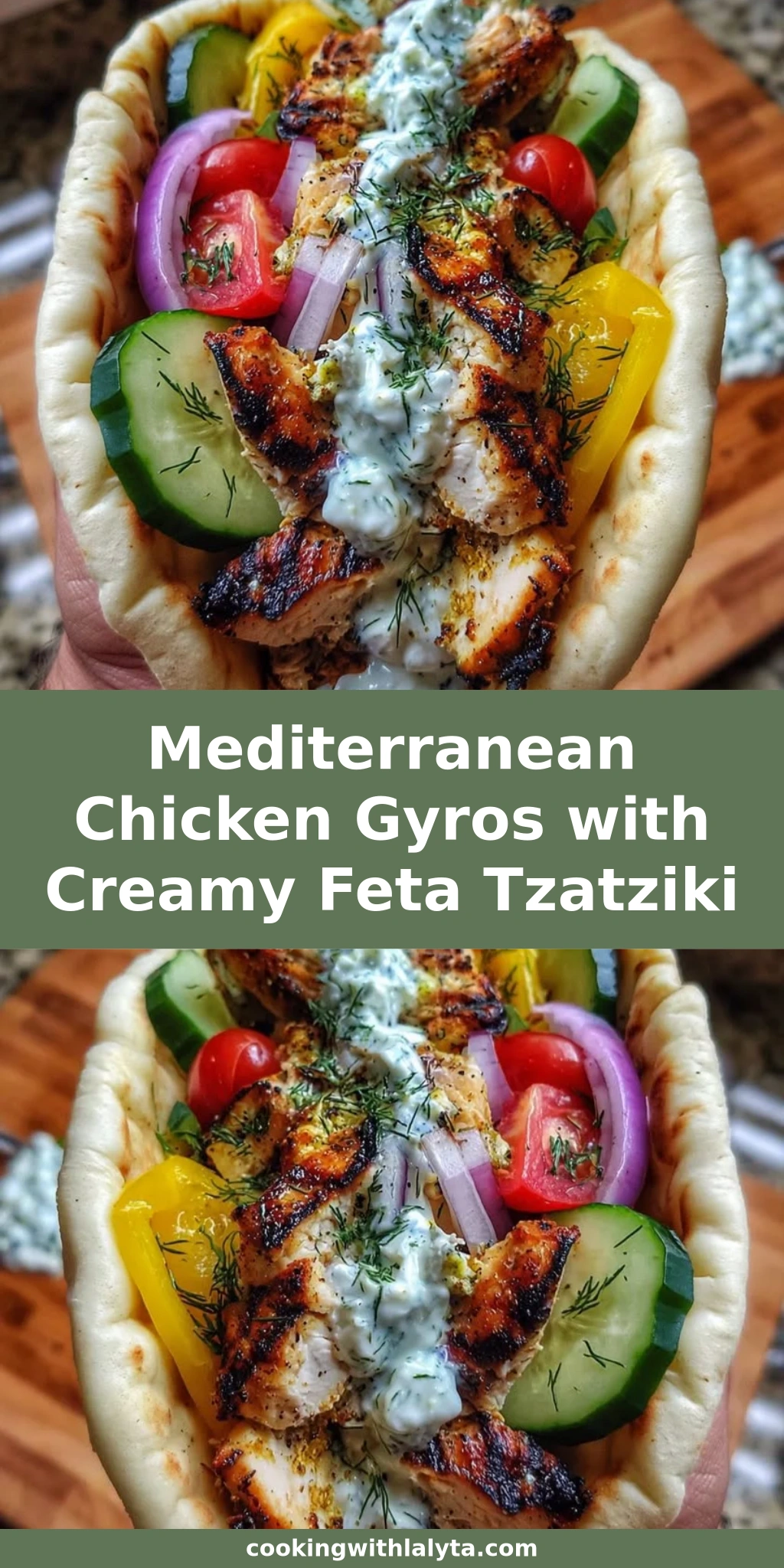 Mediterranean Chicken Gyros with Creamy Feta Tzatziki