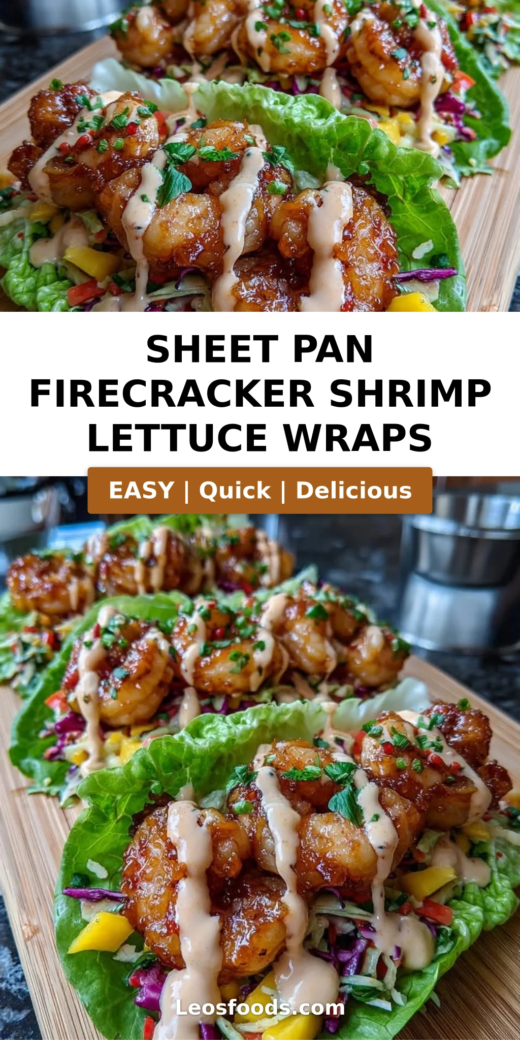 Sheet Pan Firecracker Shrimp Lettuce Wraps