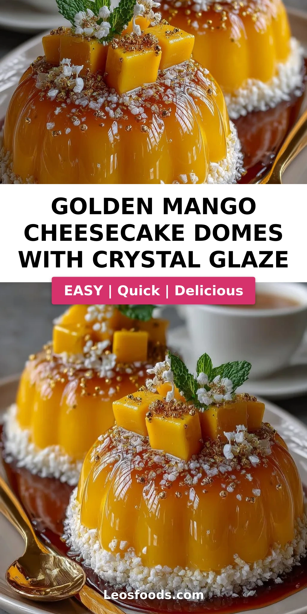 Golden Mango Cheesecake Domes with Crystal Glaze