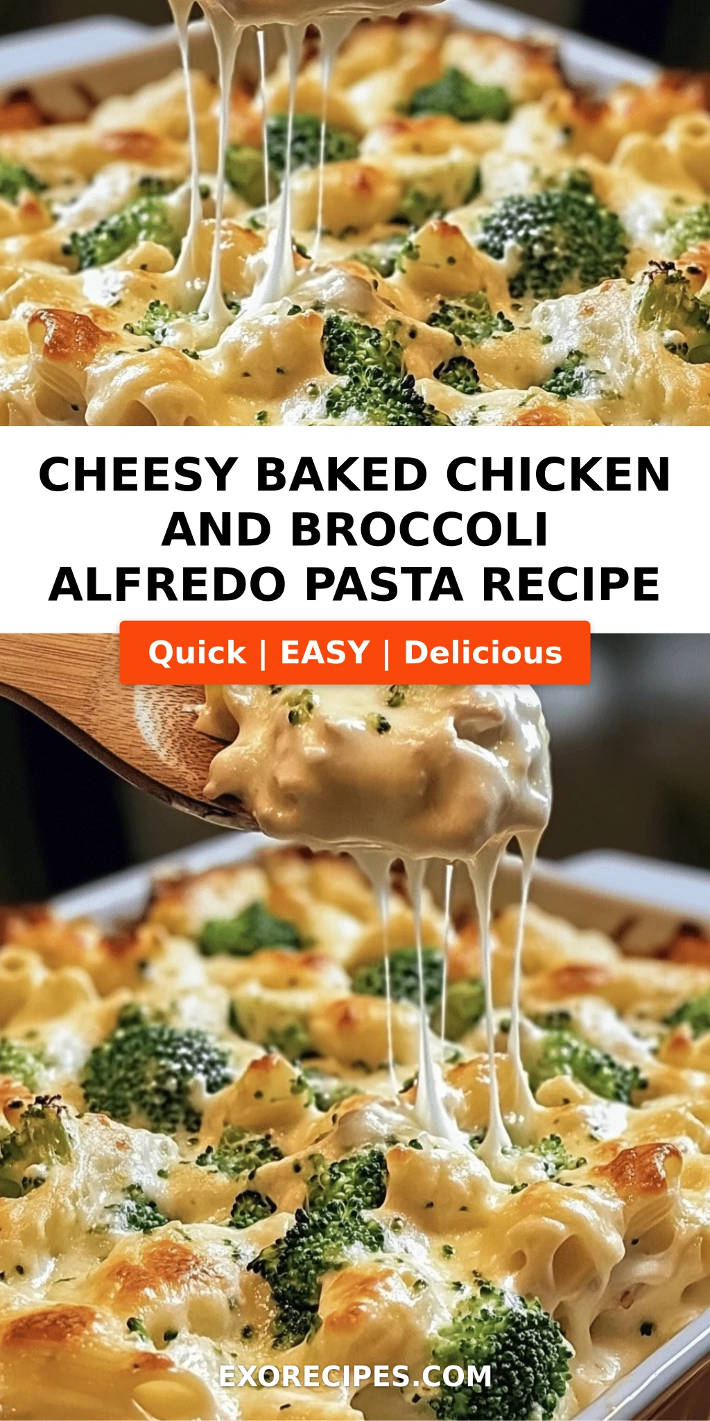 Cheesy Baked Chicken and Broccoli Alfredo Pasta